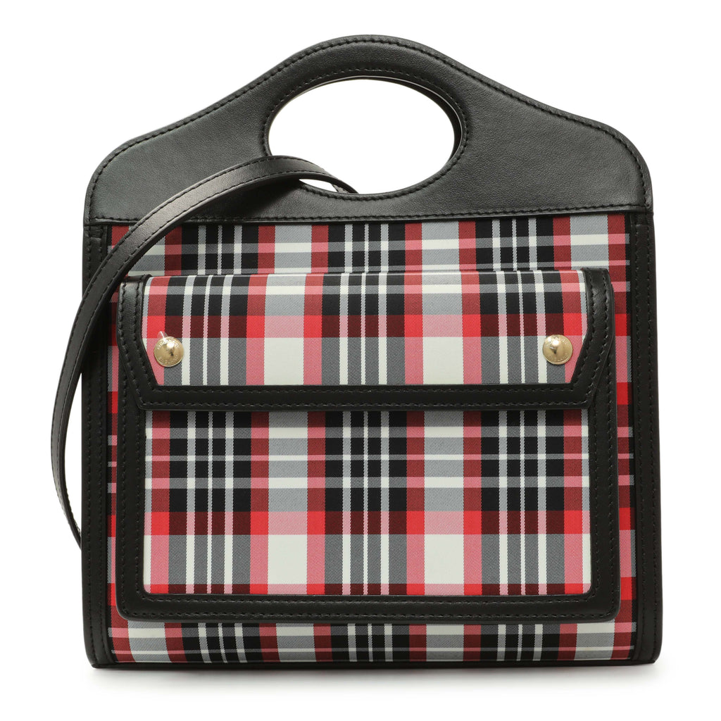 Burberry Black Calfskin Check Canvas Mini Pocket Bag