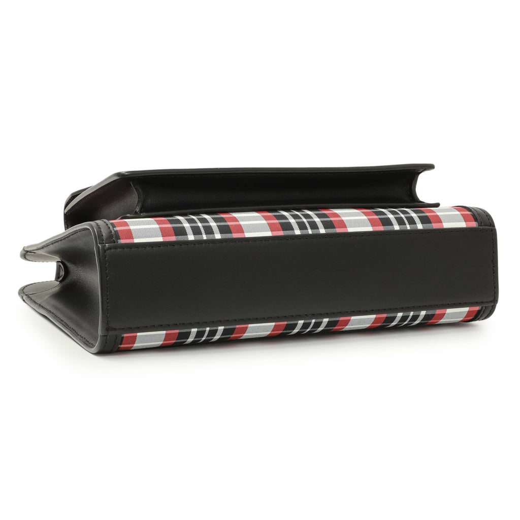 Burberry Black Calfskin Check Canvas Mini Pocket Bag