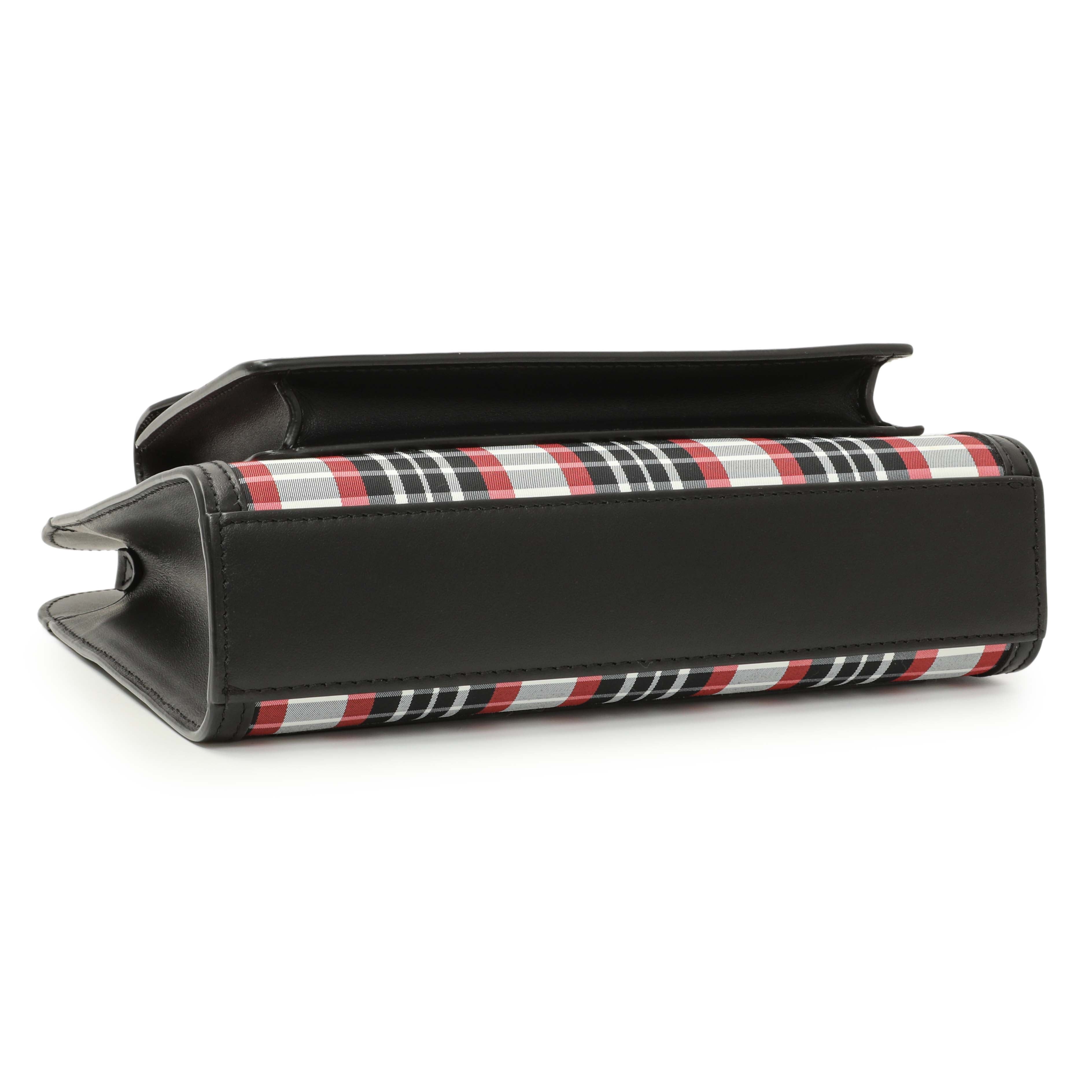 Burberry Black Calfskin Check Canvas Mini Pocket Bag