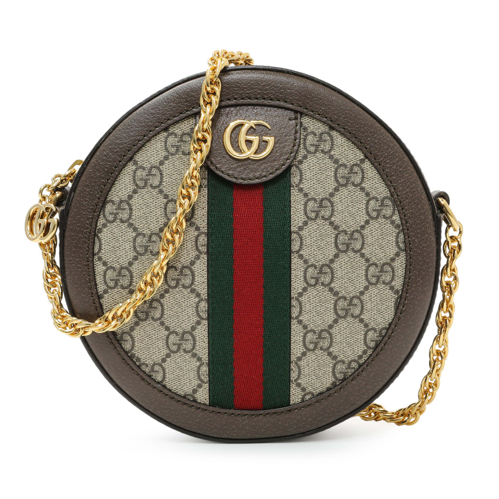Gucci GG Supreme Monogram Web Mini Ophidia Round Shoulder Bag