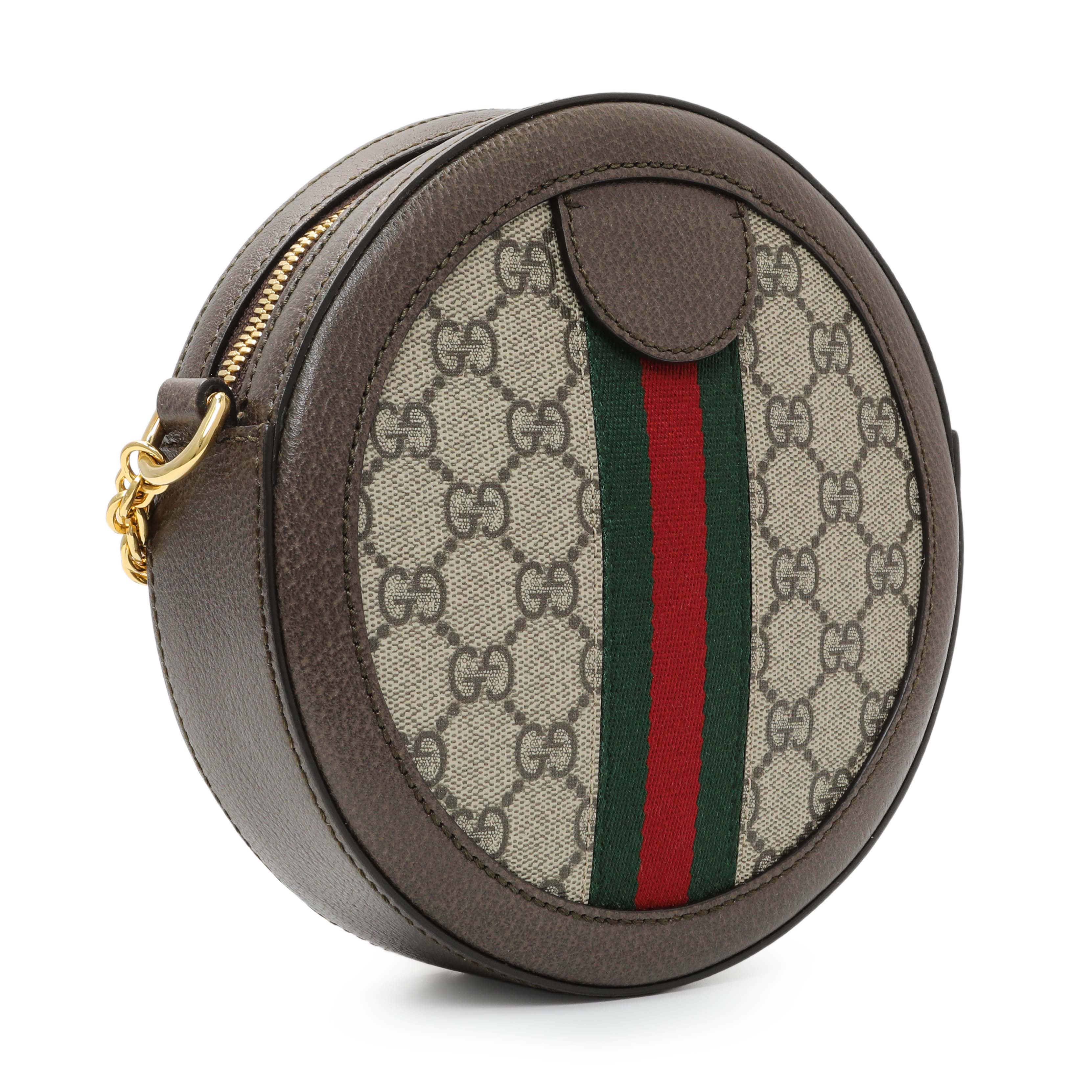 Gucci GG Supreme Monogram Web Mini Ophidia Round Shoulder Bag