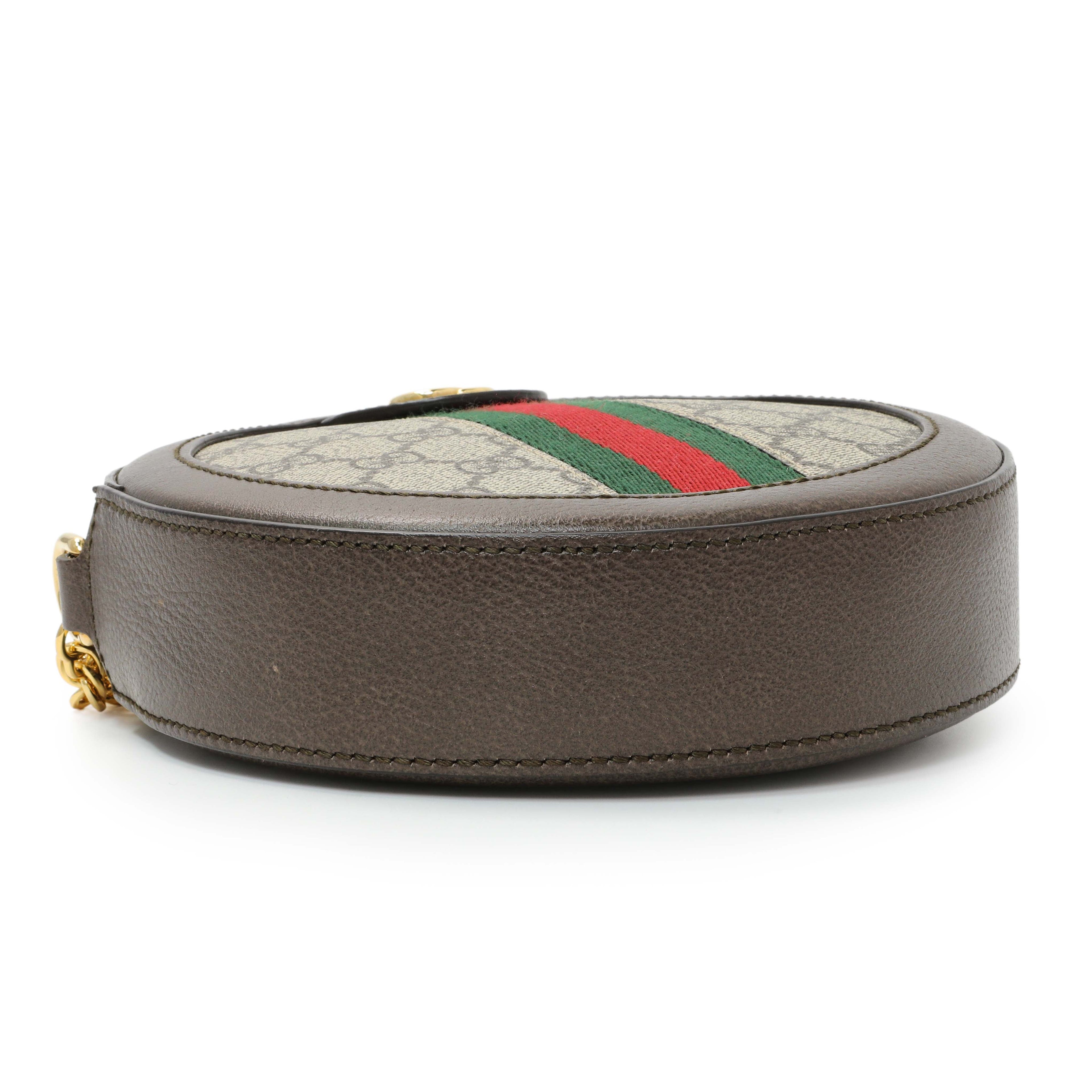 Gucci GG Supreme Monogram Web Mini Ophidia Round Shoulder Bag