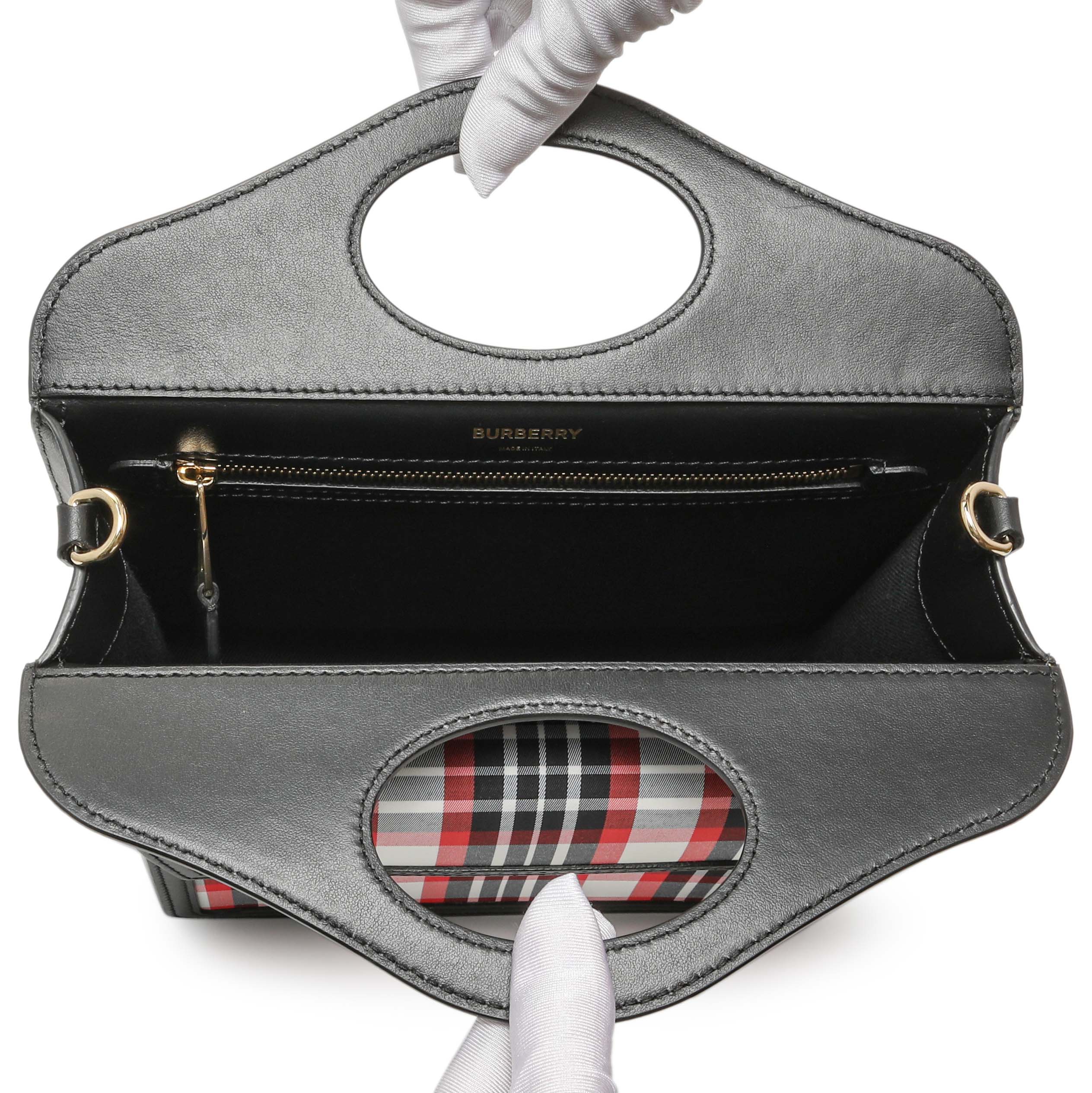 Burberry Black Calfskin Check Canvas Mini Pocket Bag