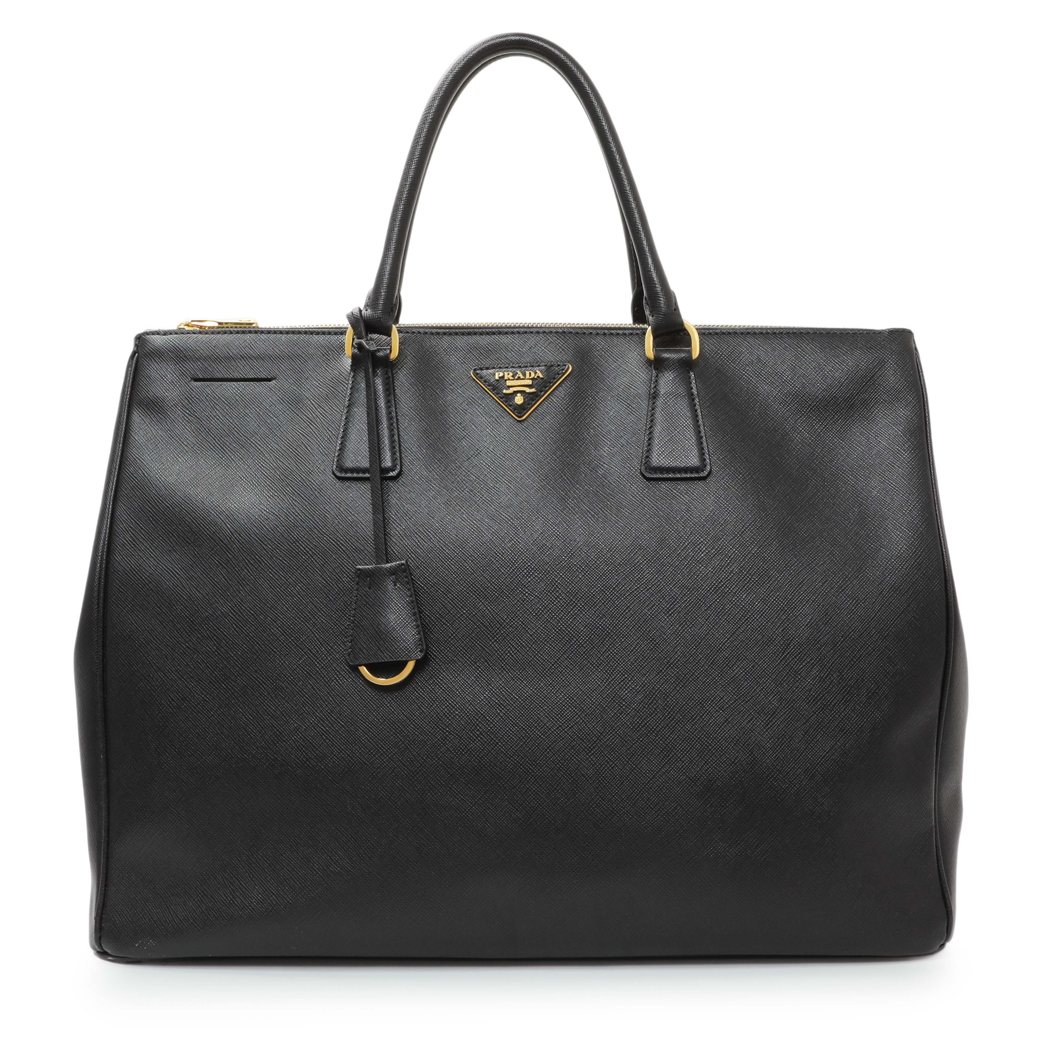 Prada Black Saffiano Large Galleria Double Zip Tote