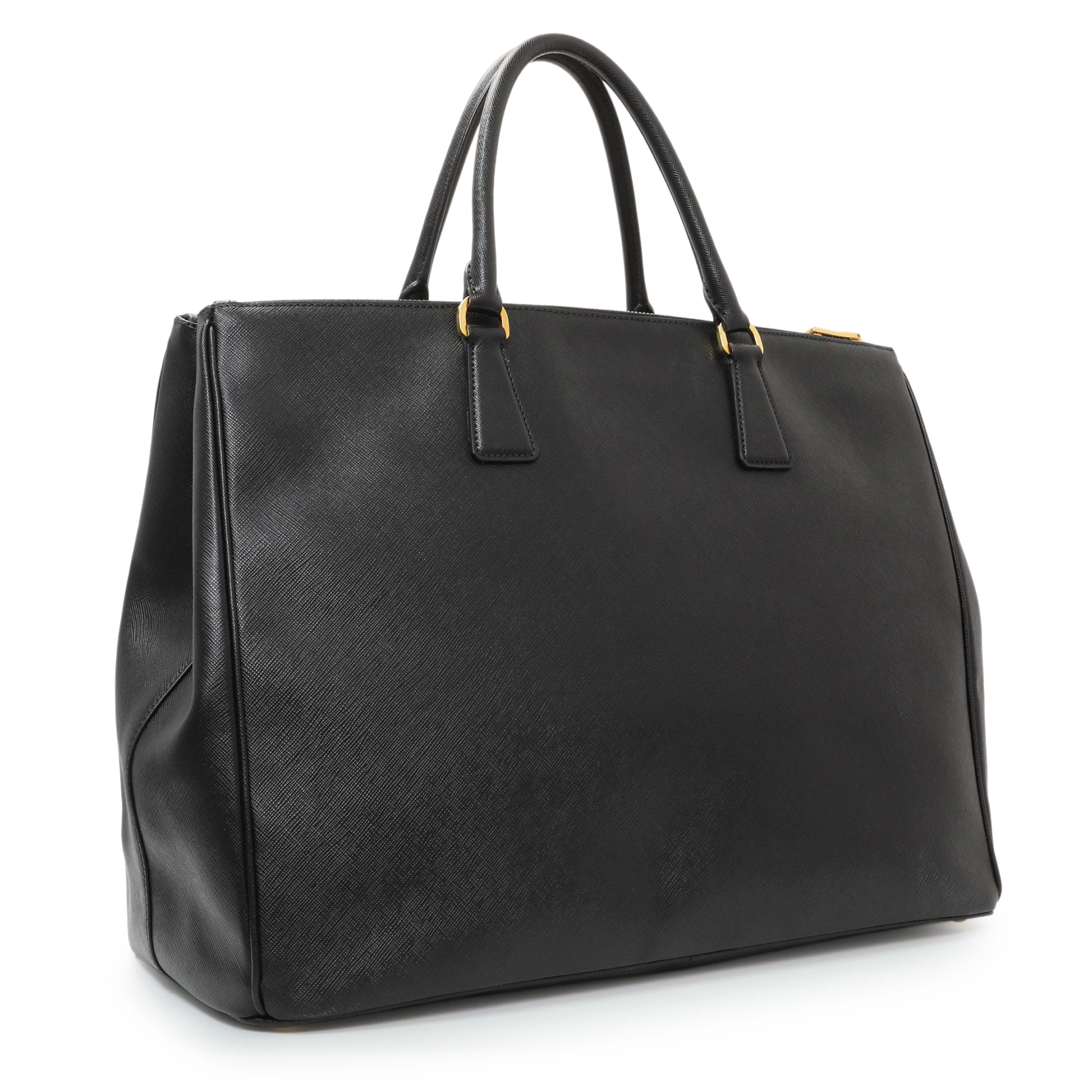 Prada Black Saffiano Large Galleria Double Zip Tote