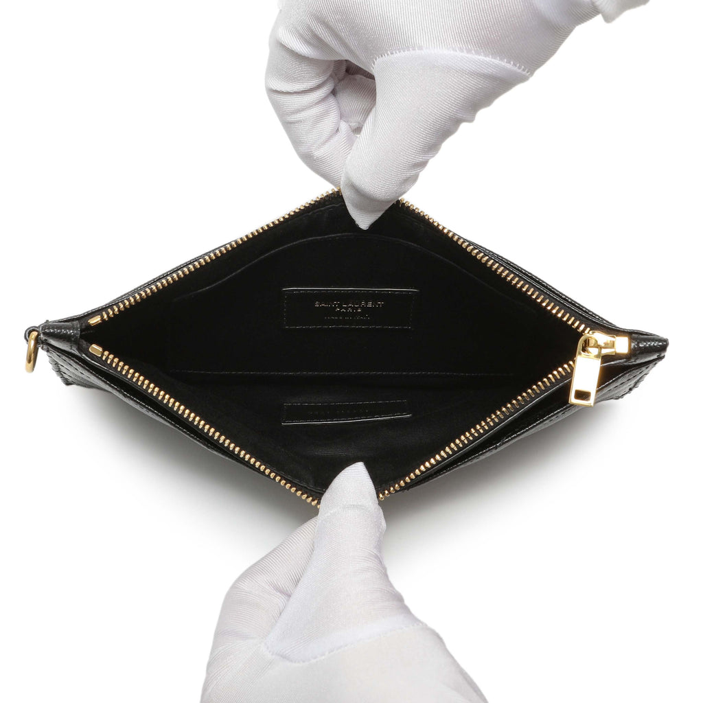 Saint Laurent Grain De Poudre Matelasse Chevron Monogram Large Bill Pouch