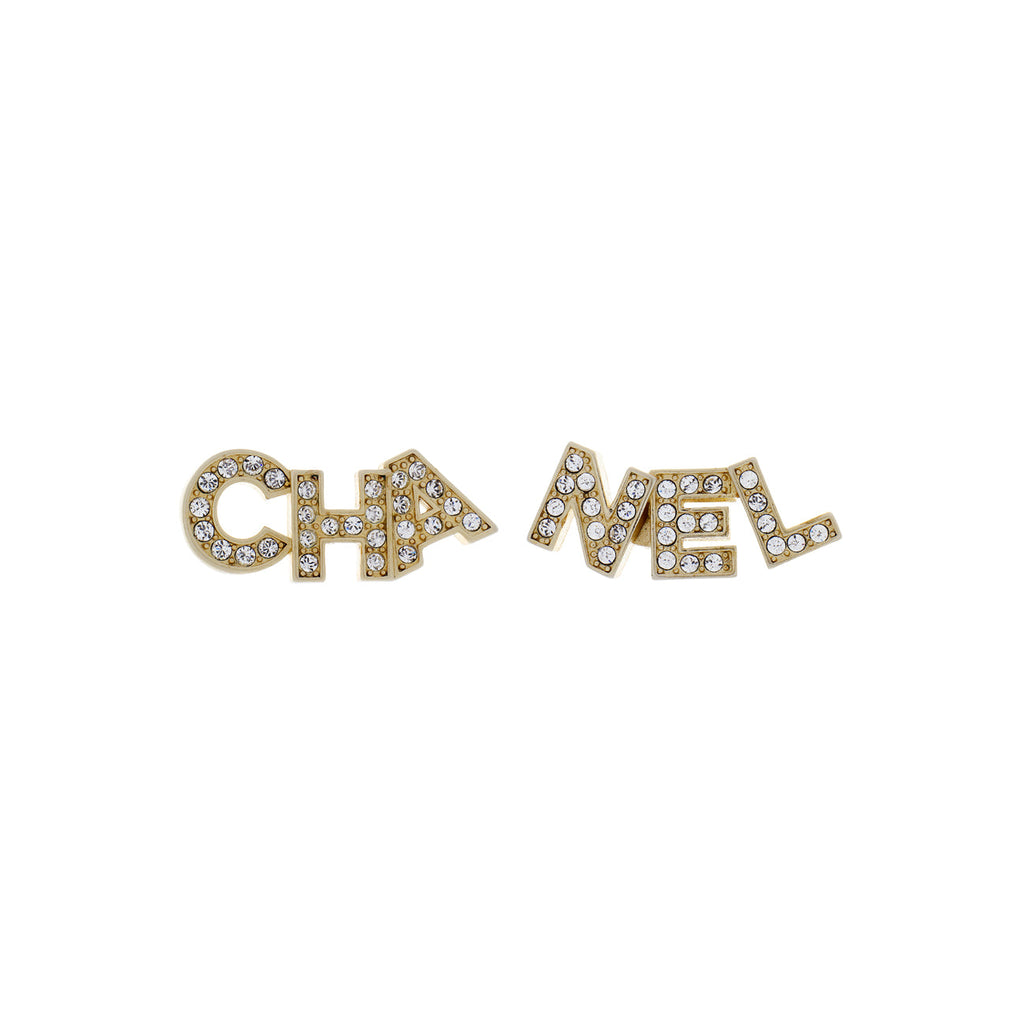 Chanel Crystal Cha-Nel Earrings