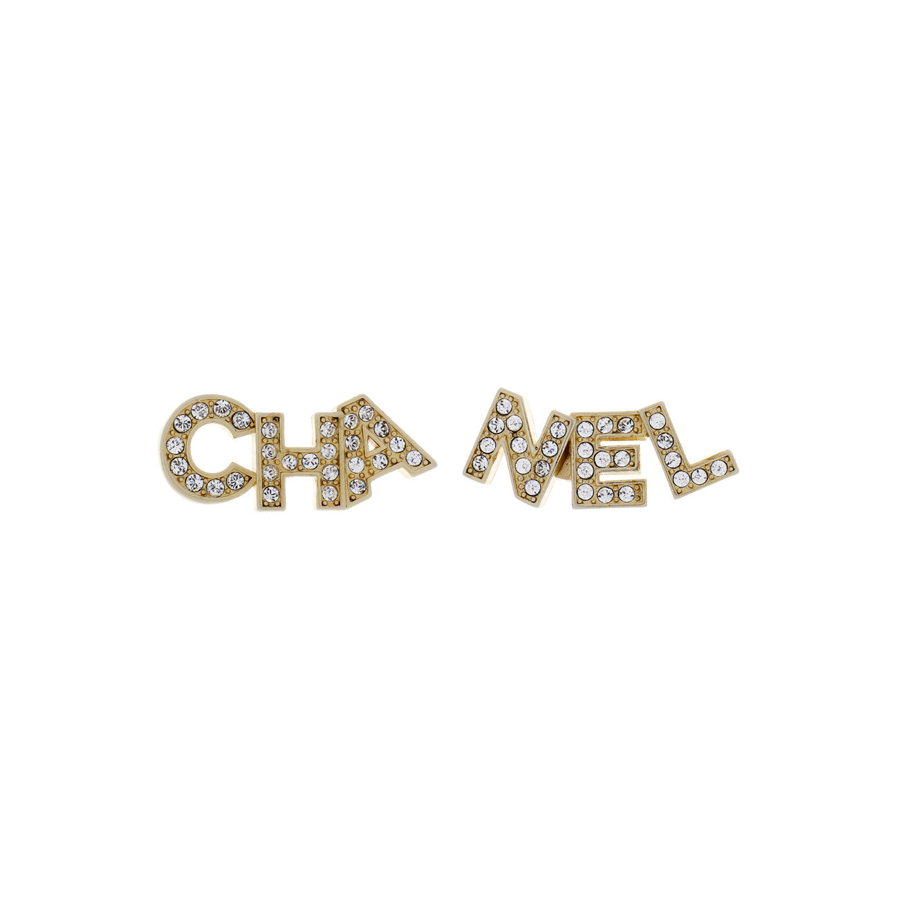 Chanel Crystal Cha-Nel Earrings