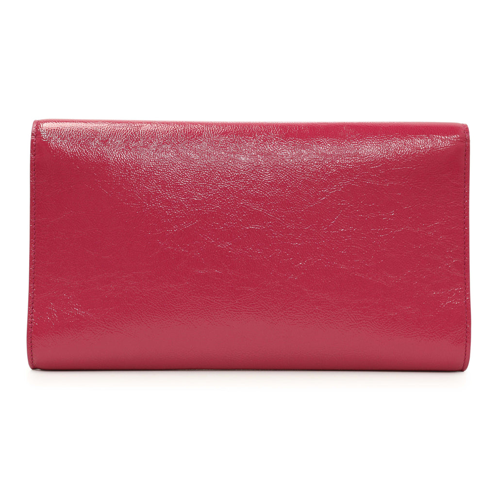 Saint Laurent Fuchsia Textured Patent Monogram Large Belle De Jour Clutch