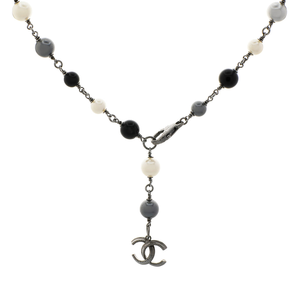 Chanel CC Pearl Long Double Strand Necklace