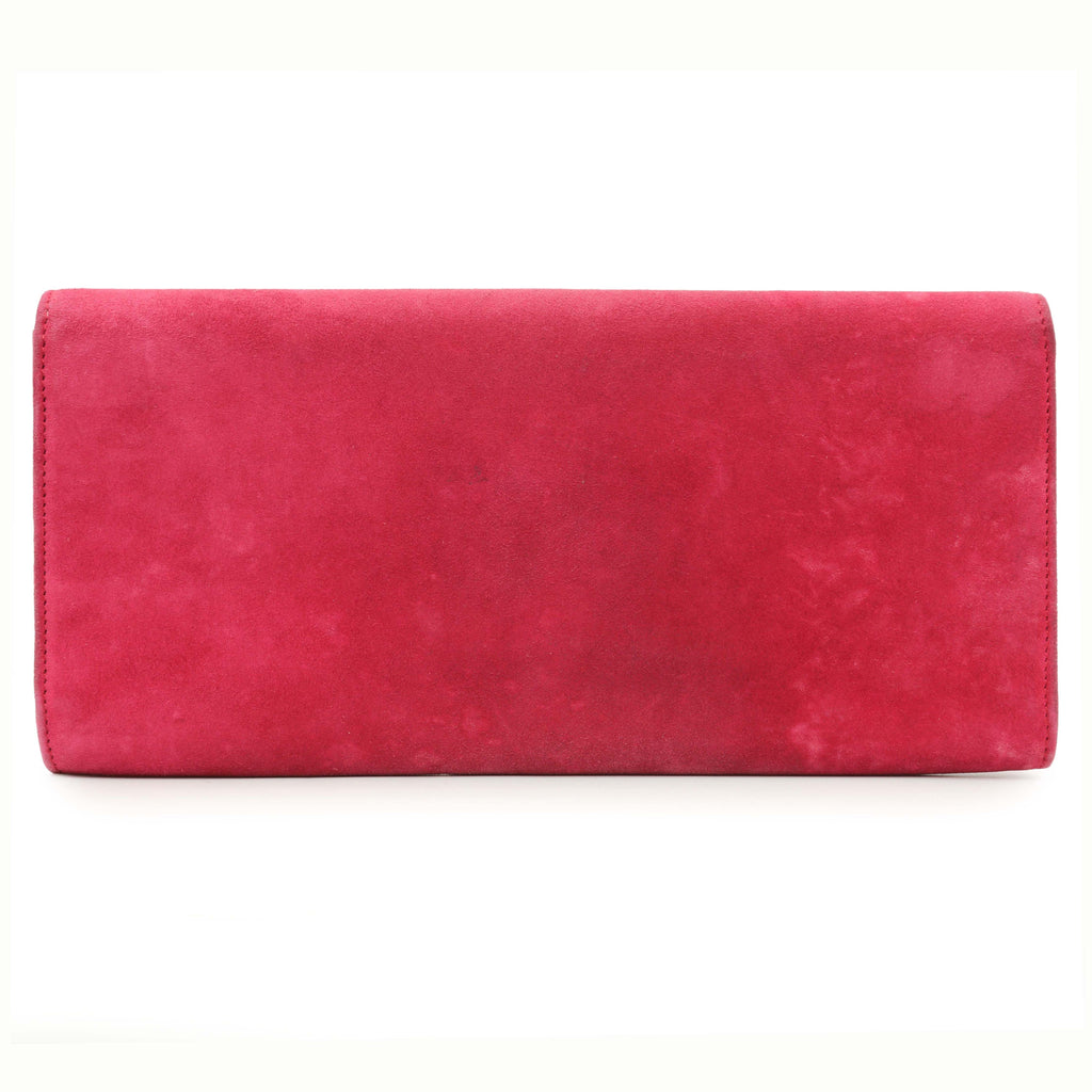 Gucci Pink Suede Crystal Interlocking Clutch