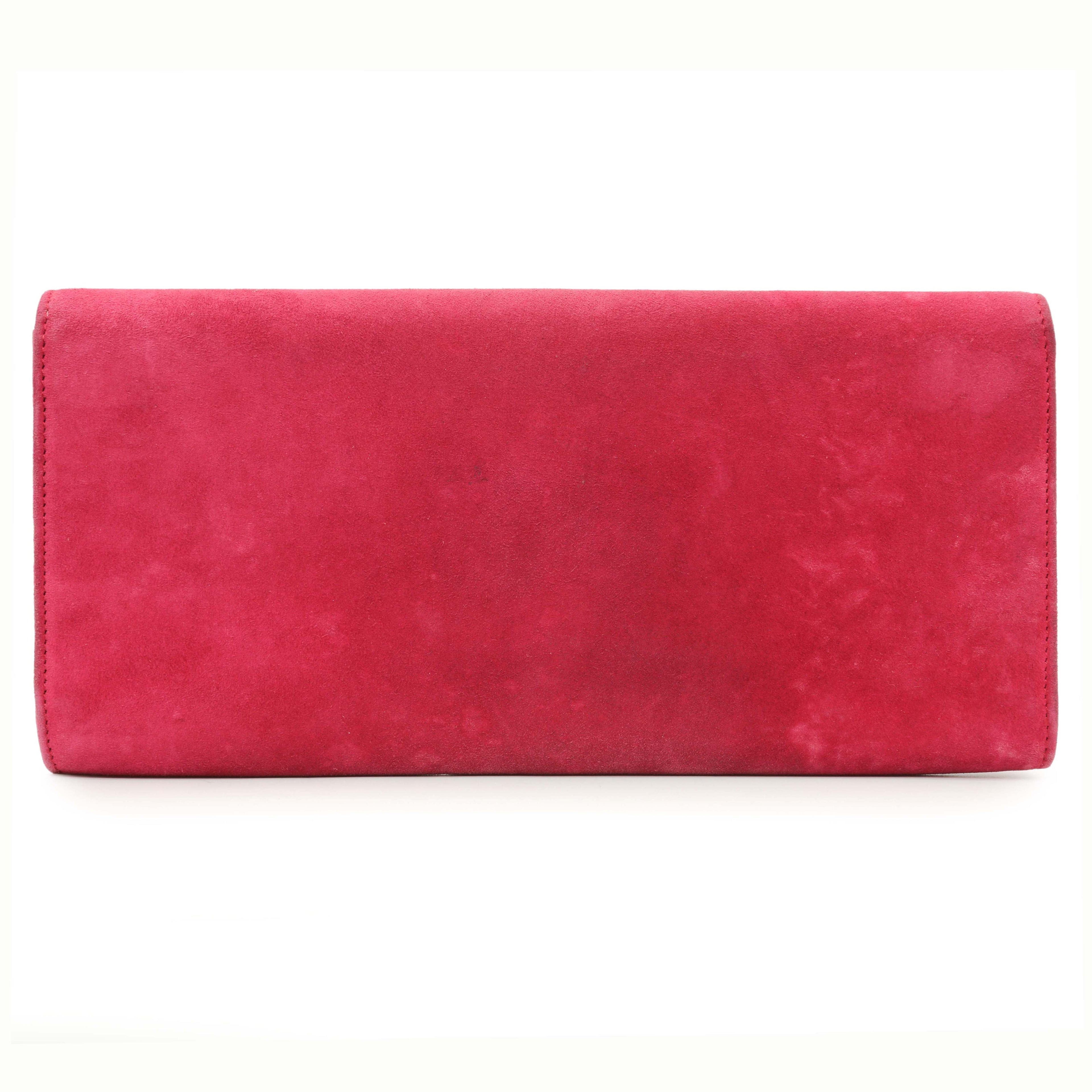 Gucci Pink Suede Crystal Interlocking Clutch
