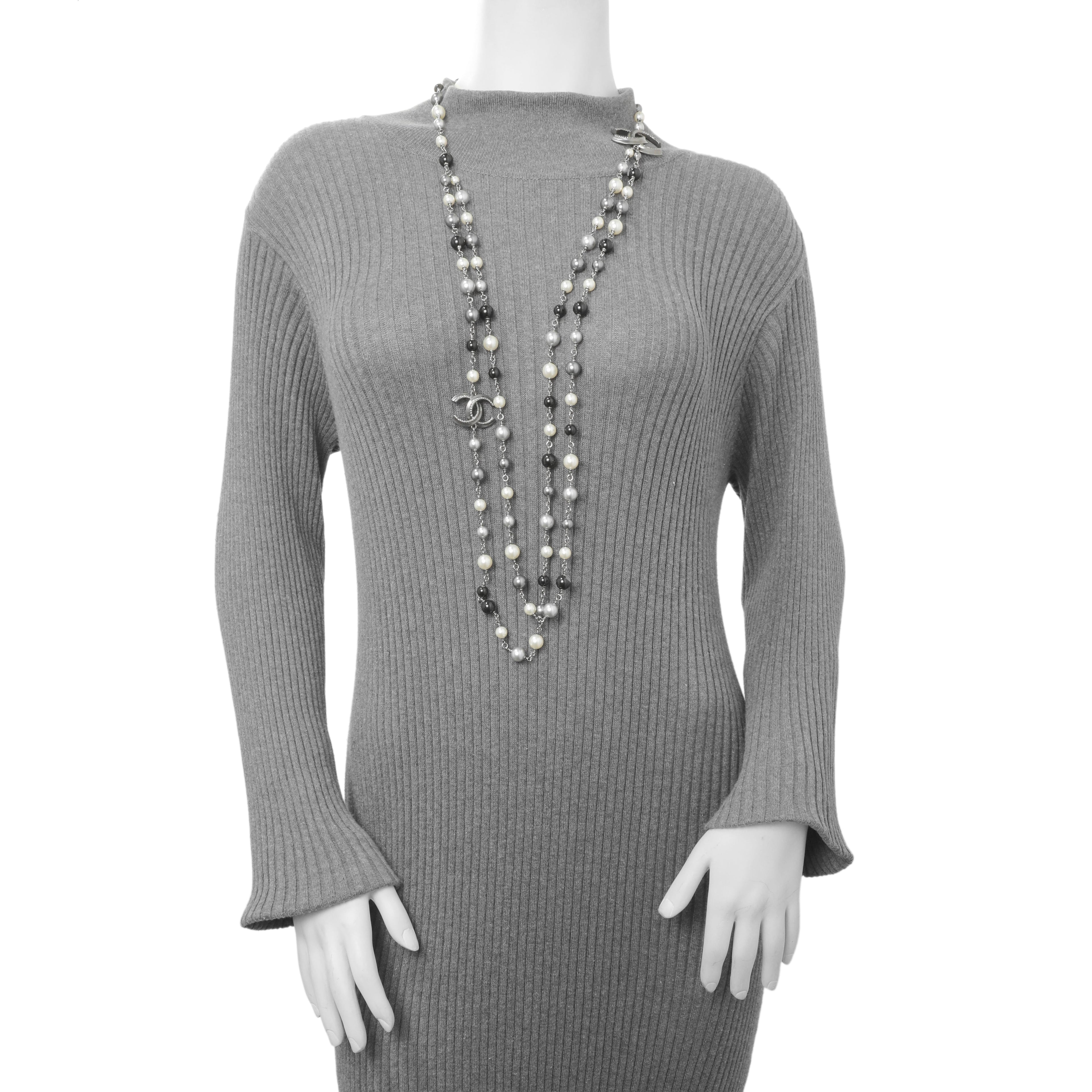 Chanel CC Pearl Long Double Strand Necklace