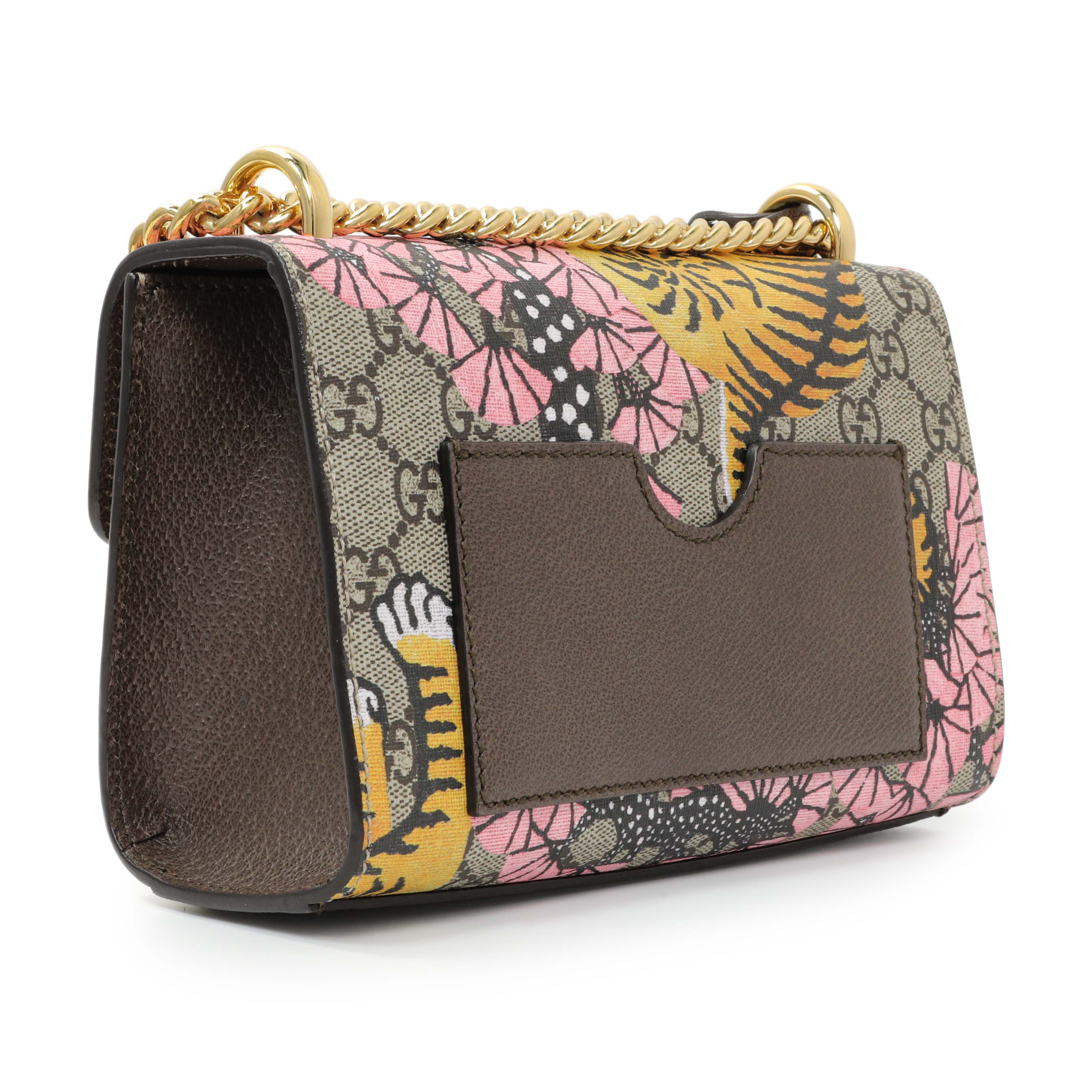 Gucci GG Supreme Monogram Bengal Calfskin Small Padlock Shoulder Bag