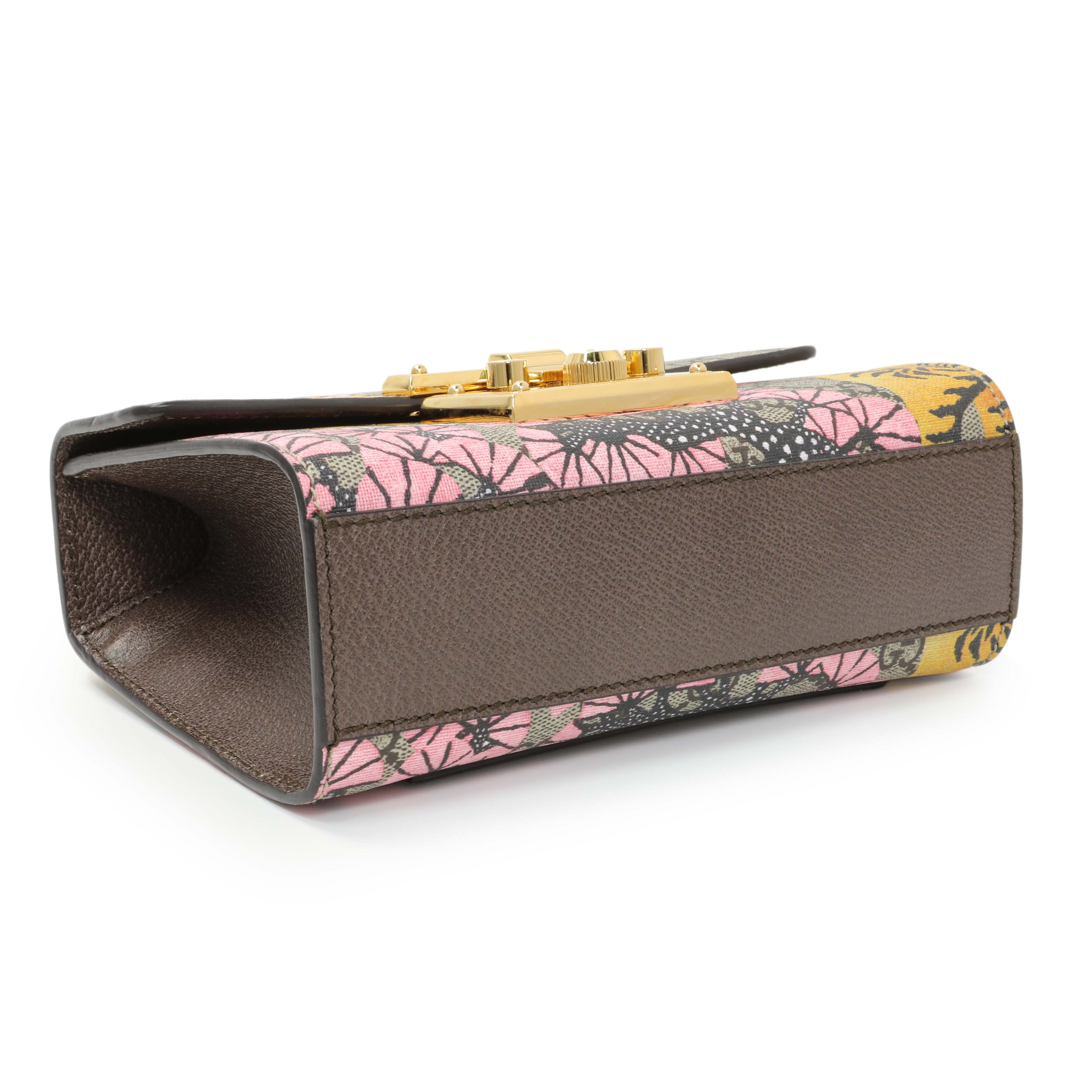 Gucci GG Supreme Monogram Bengal Calfskin Small Padlock Shoulder Bag