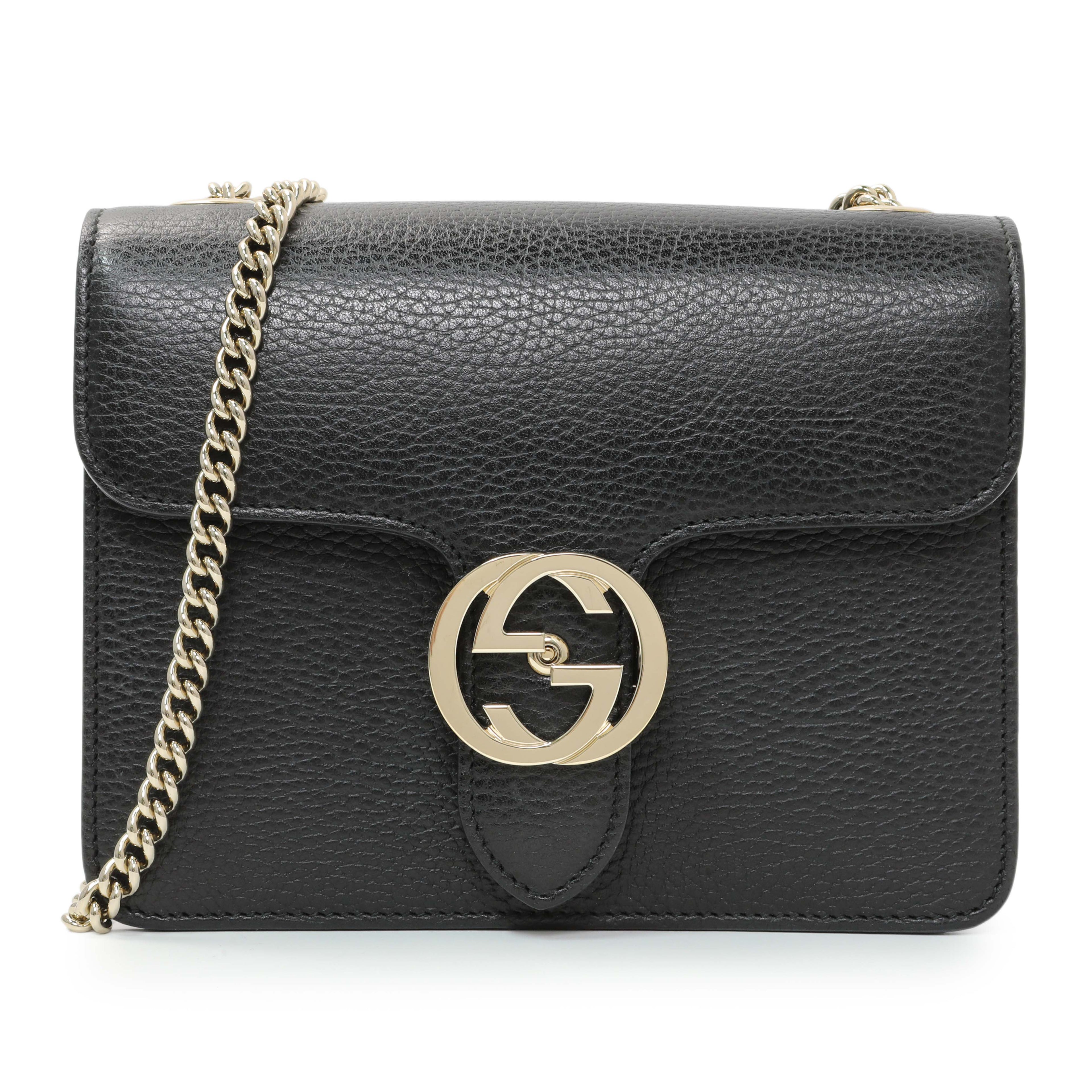 Gucci Black Dollar Calfskin Small Interlocking G Shoulder Bag