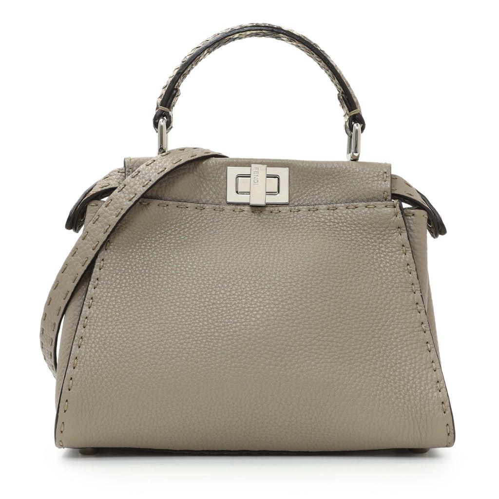 Fendi Plaster Cuoio Romano Snakeskin Selleria Mini Peekaboo Iconic Satchel