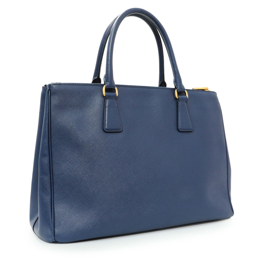 Prada Blue Saffiano Medium Galleria Double Zip Tote