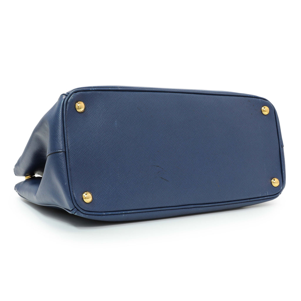 Prada Blue Saffiano Medium Galleria Double Zip Tote