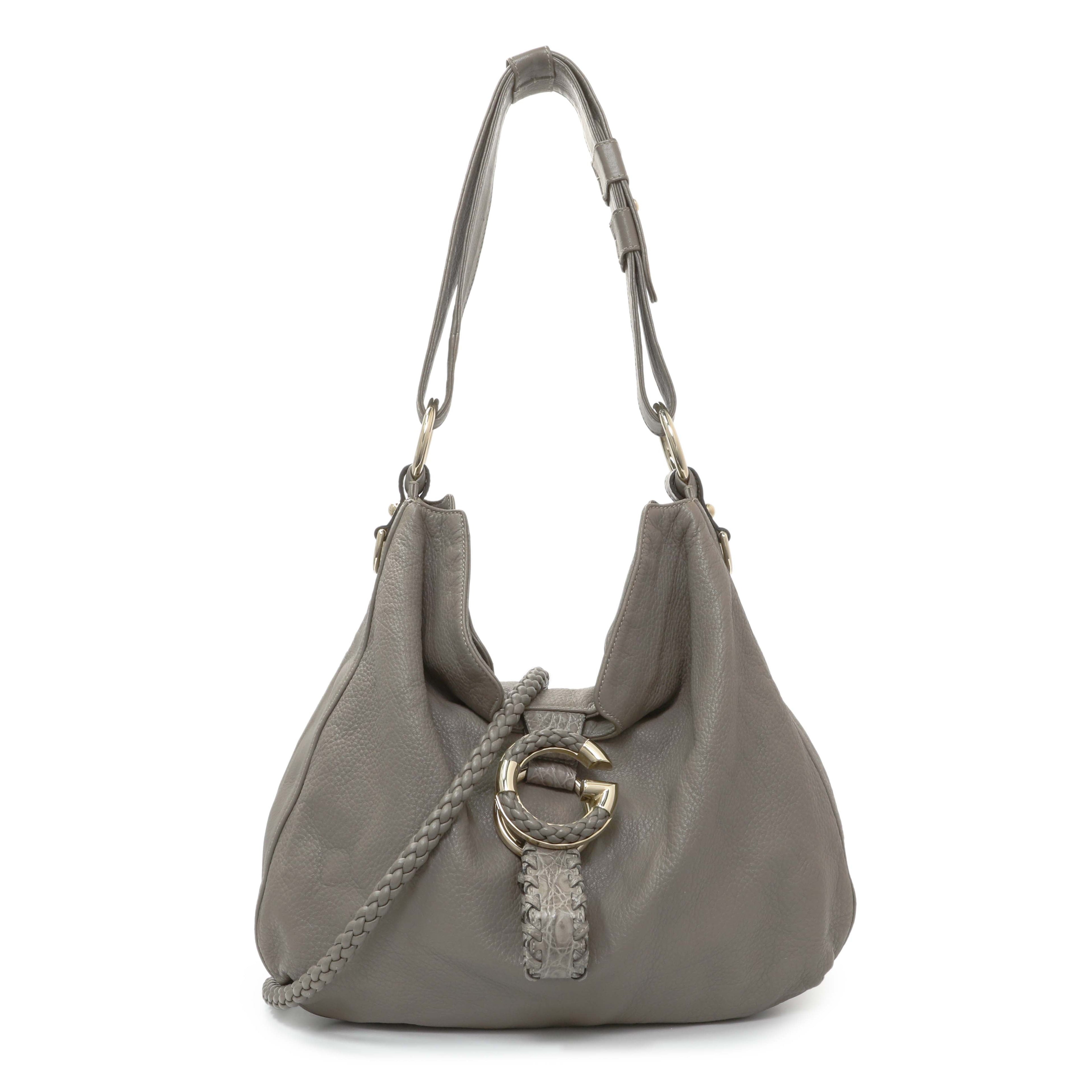 Gucci Grey Calfskin G Wave Shoulder Bag