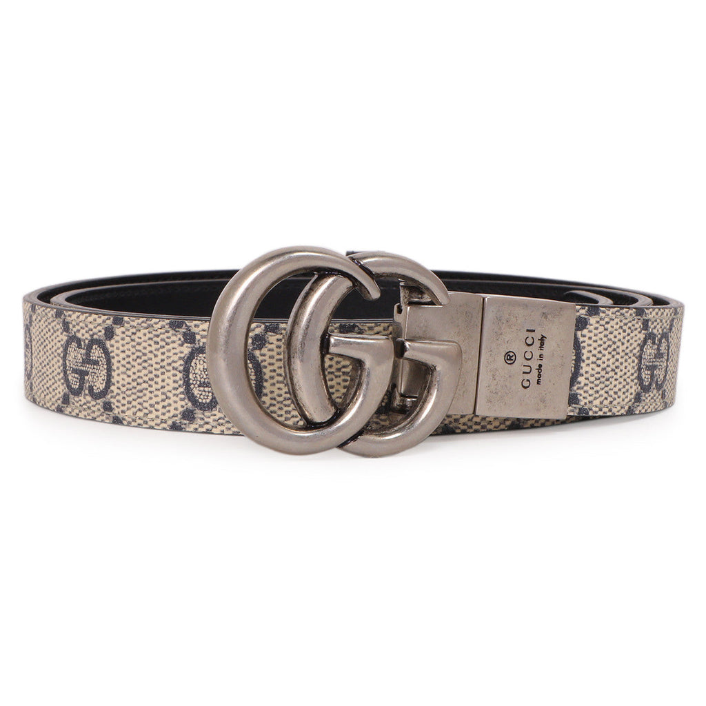 Gucci GG Supreme Monogram Double G Reversible 20mm Belt
