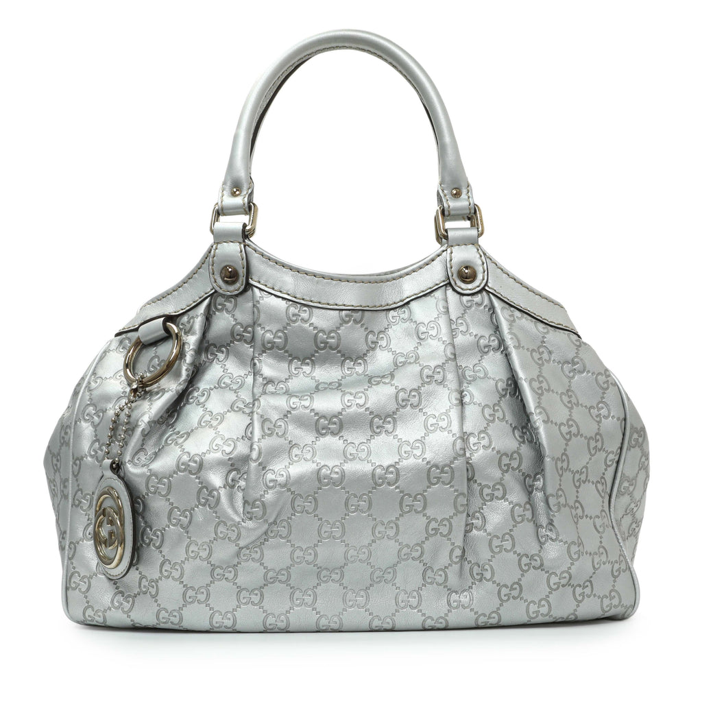 Gucci Silver Guccissima Sukey Tote