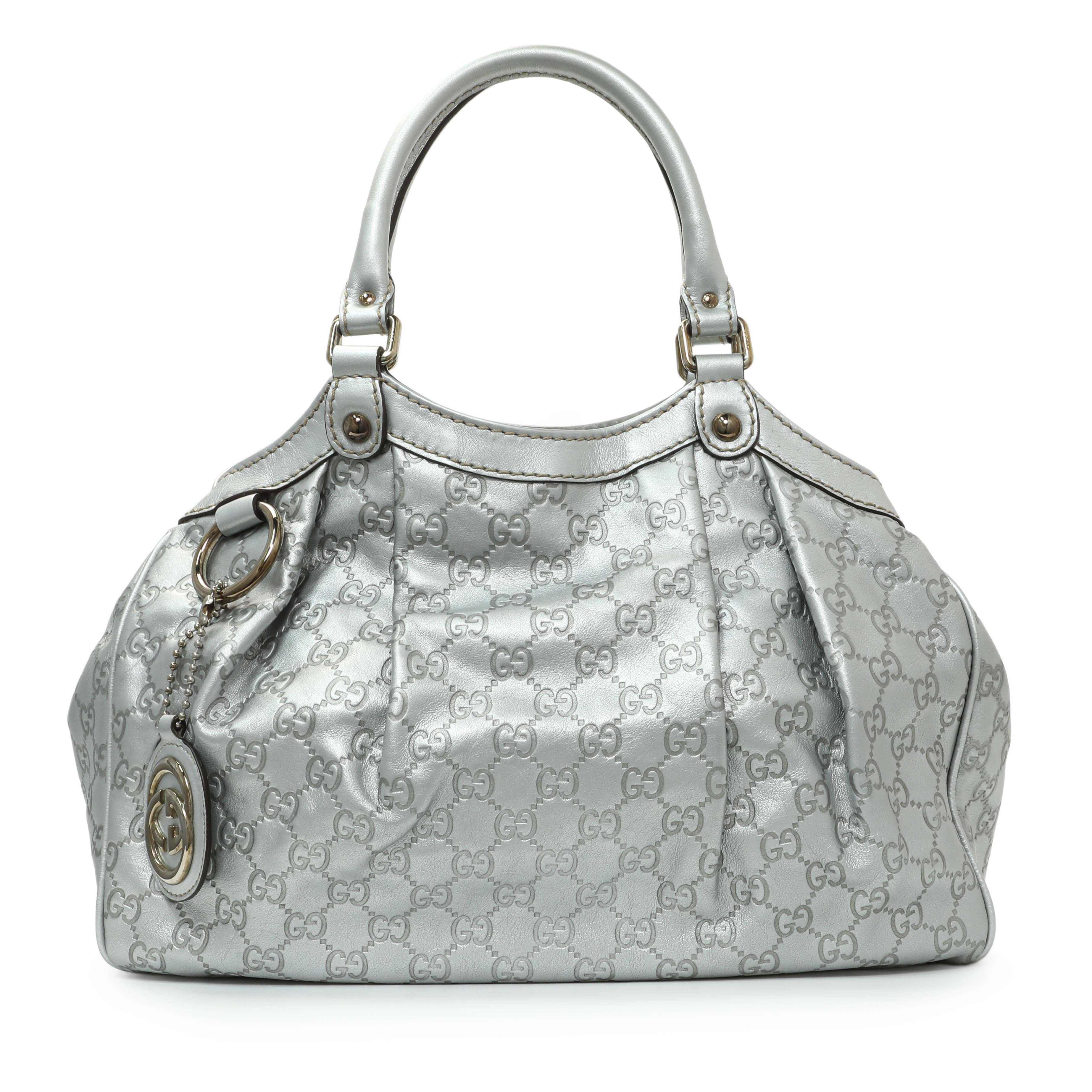Gucci Silver Guccissima Sukey Tote
