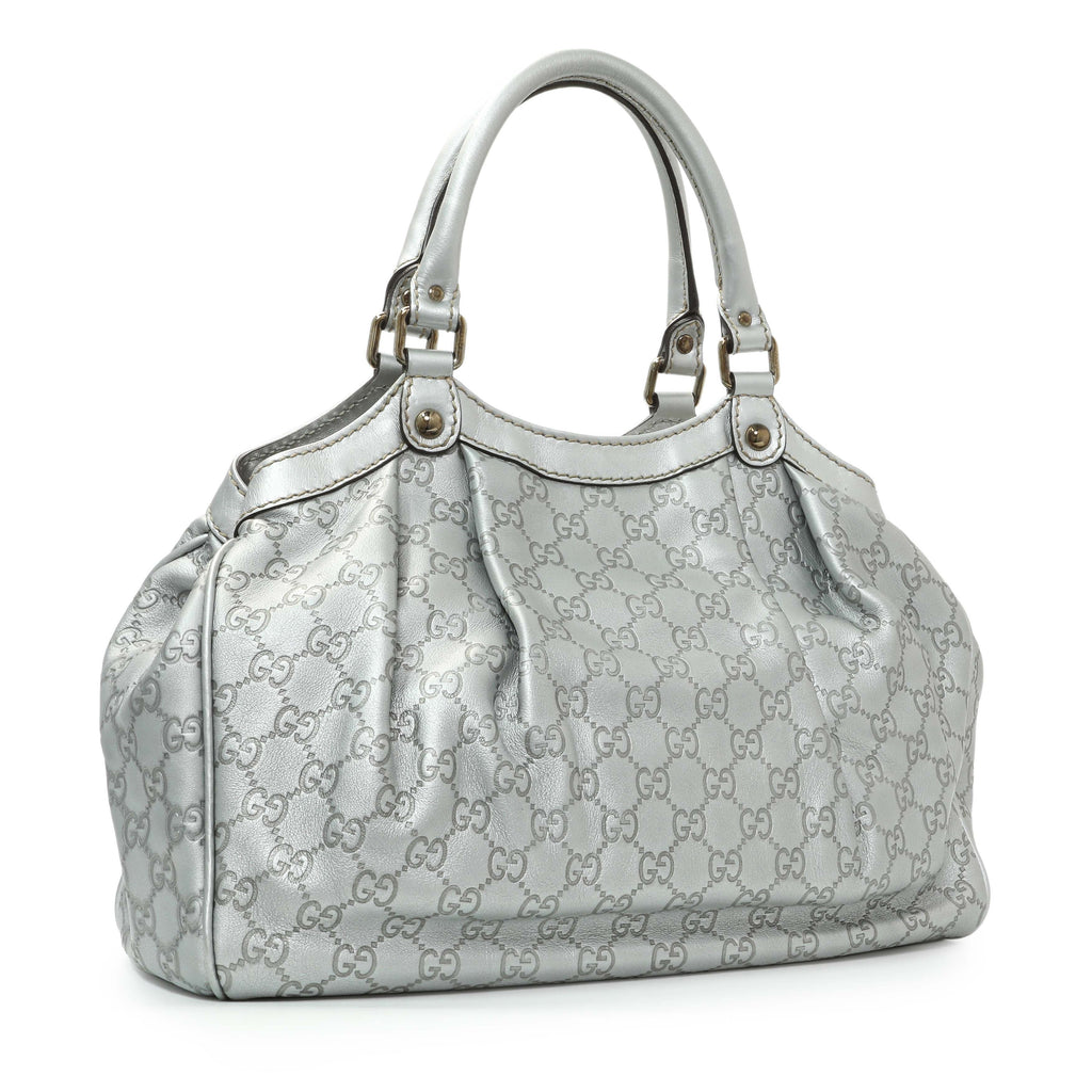 Gucci Silver Guccissima Sukey Tote