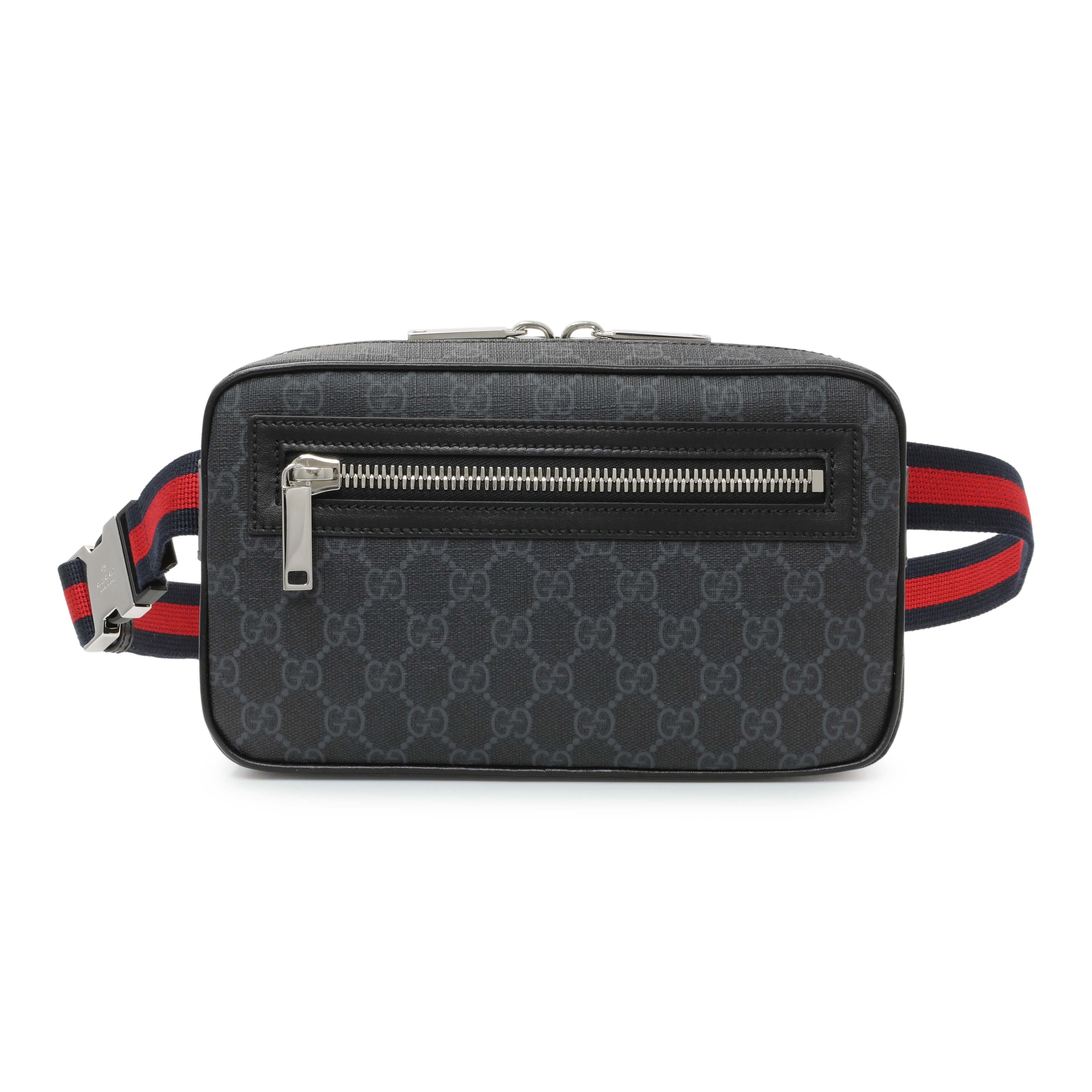 Gucci Black GG Supreme Monogram Belt Bag