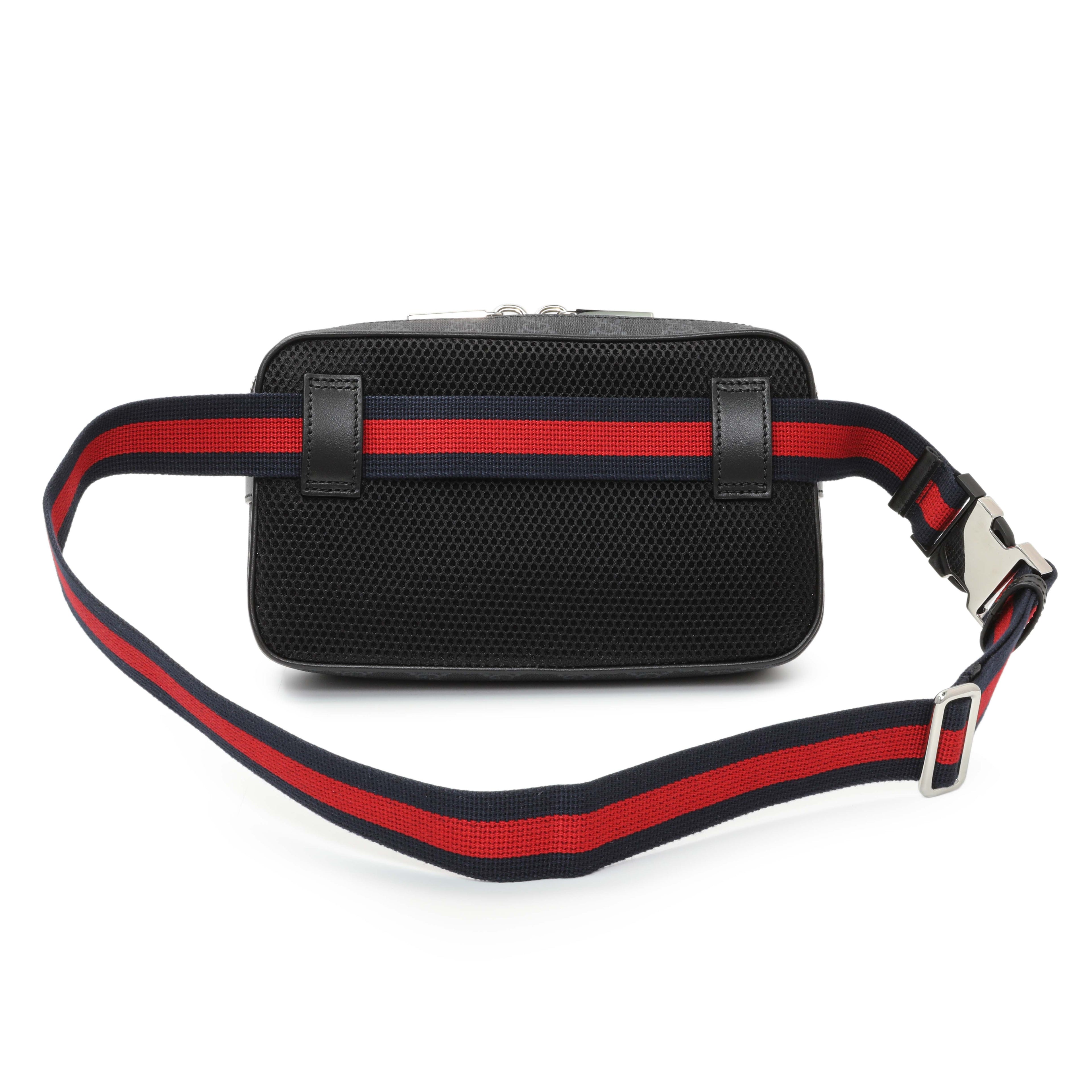 Gucci Black GG Supreme Monogram Belt Bag