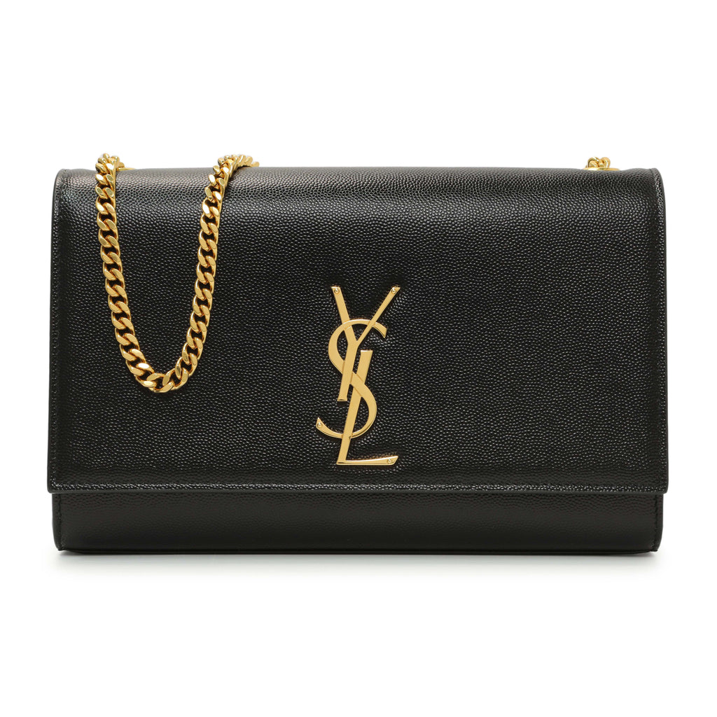 Saint Laurent Black Grain De Poudre Medium Monogram Kate Satchel
