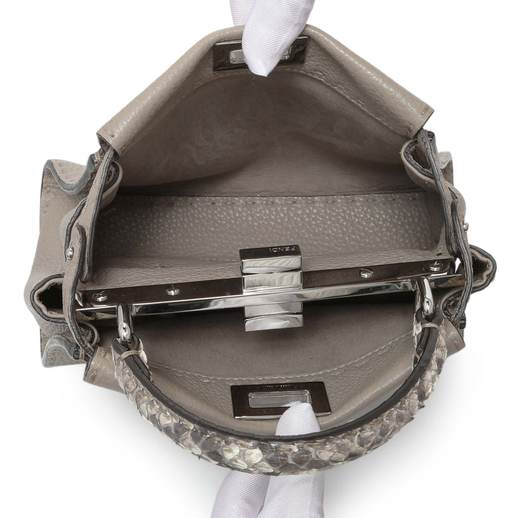 Fendi Plaster Cuoio Romano Snakeskin Selleria Mini Peekaboo Iconic Satchel