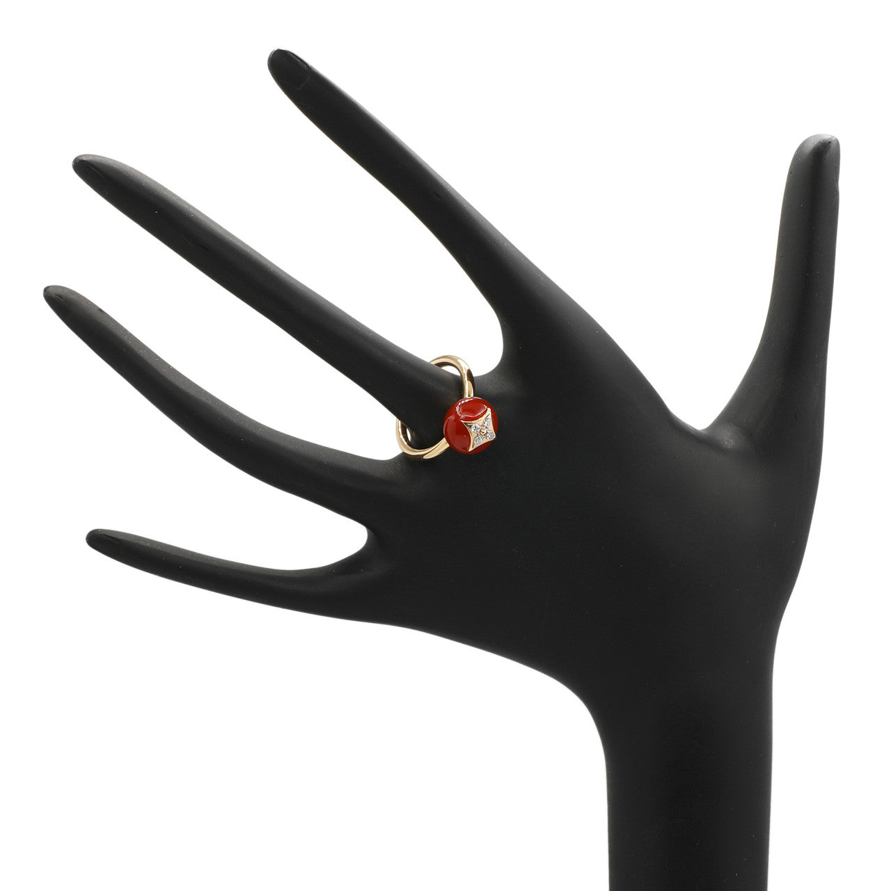 Louis Vuitton 18K Yellow Gold Cornelian Diamond Color Blossom Ring