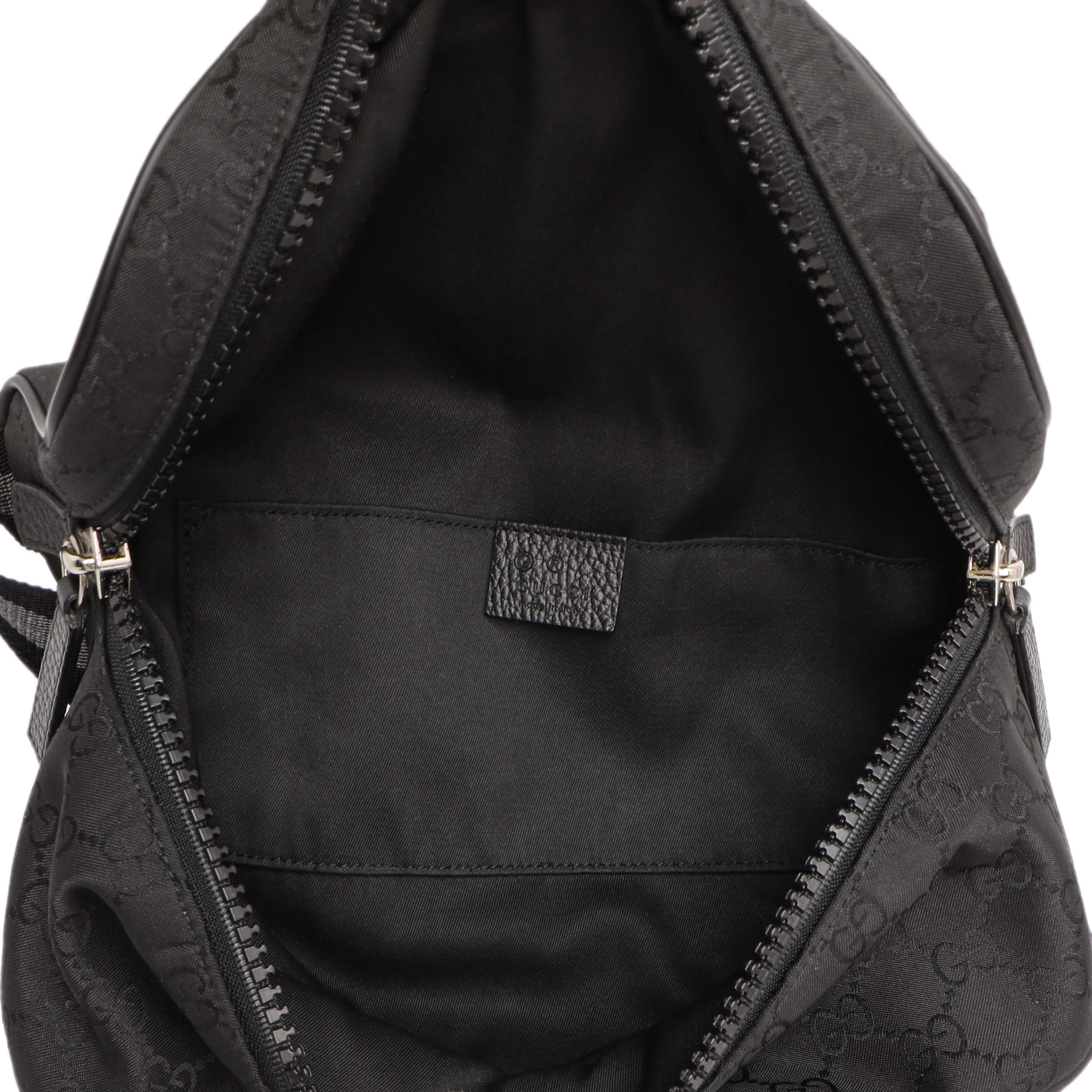 Gucci Black Nylon Monogram Fanny Pack Belt Bag