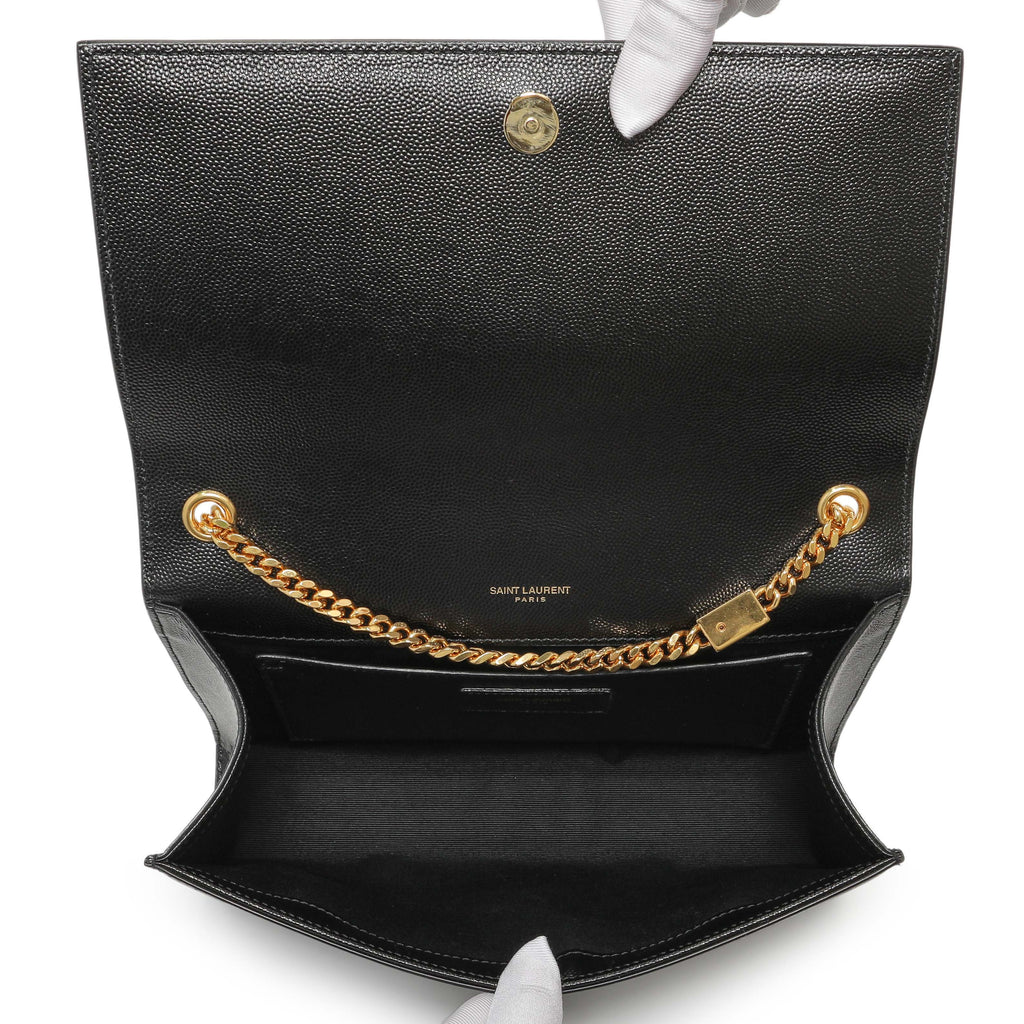 Saint Laurent Black Grain De Poudre Medium Monogram Kate Satchel