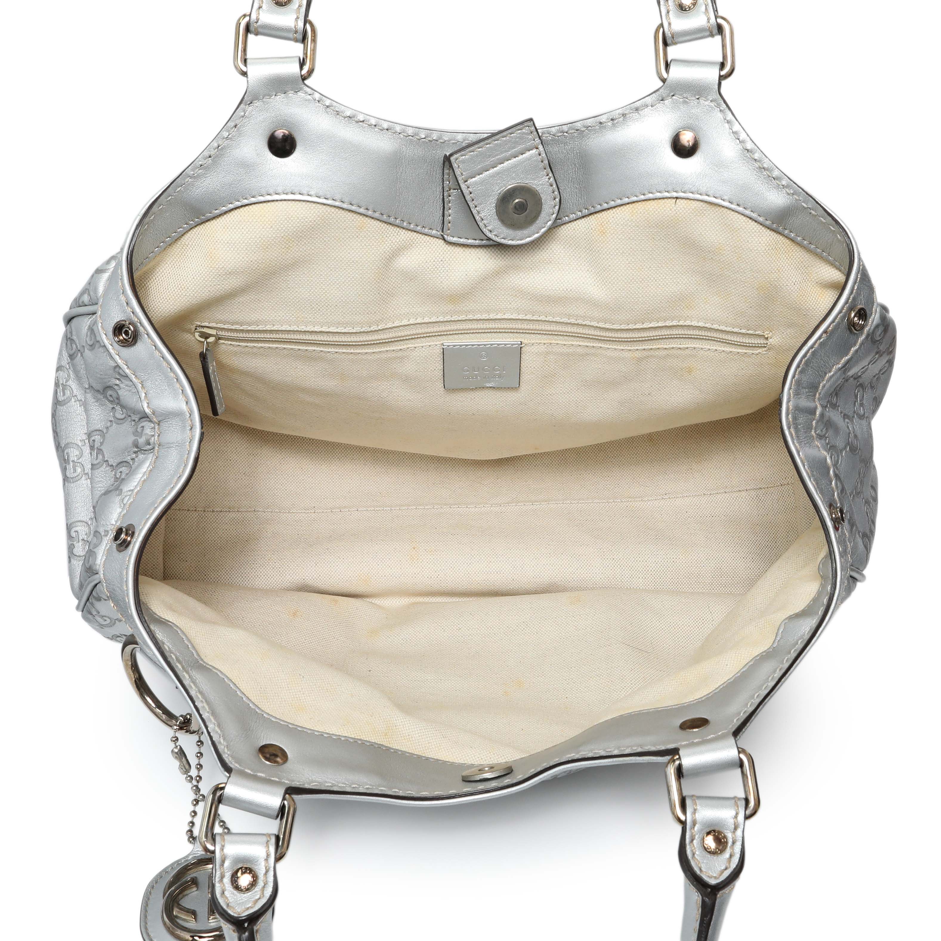 Gucci Silver Guccissima Sukey Tote