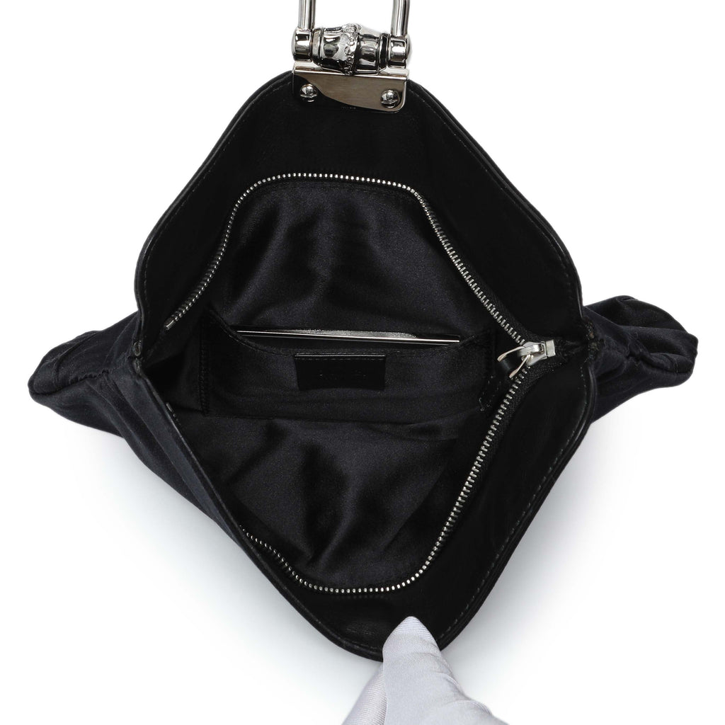 Gucci Black Satin Bamboo Croisette Clutch