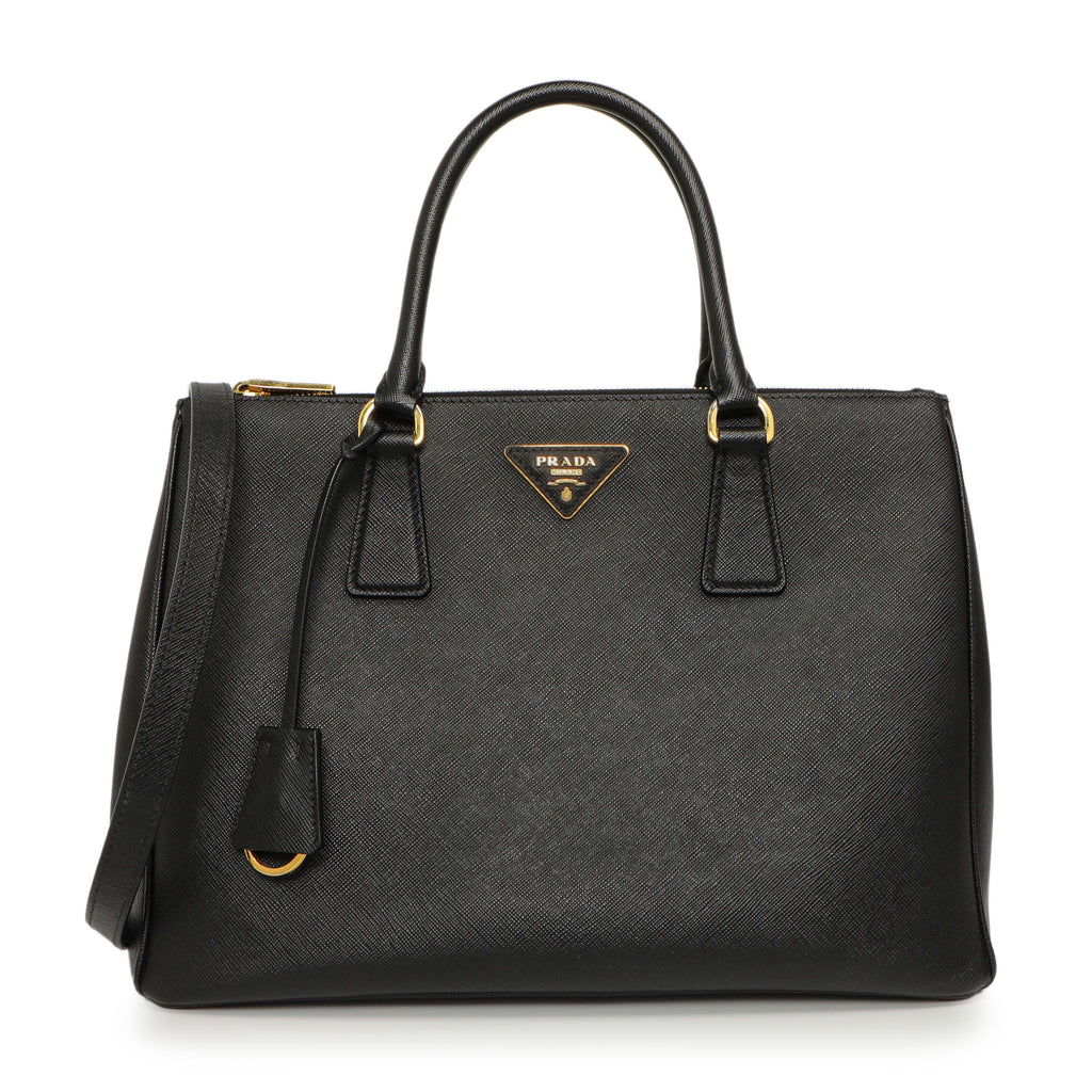 Prada Black Saffiano Medium Galleria Double Zip Tote