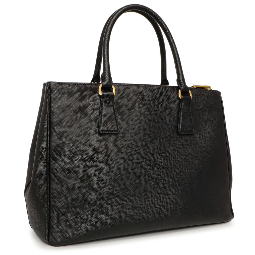 Prada Black Saffiano Medium Galleria Double Zip Tote