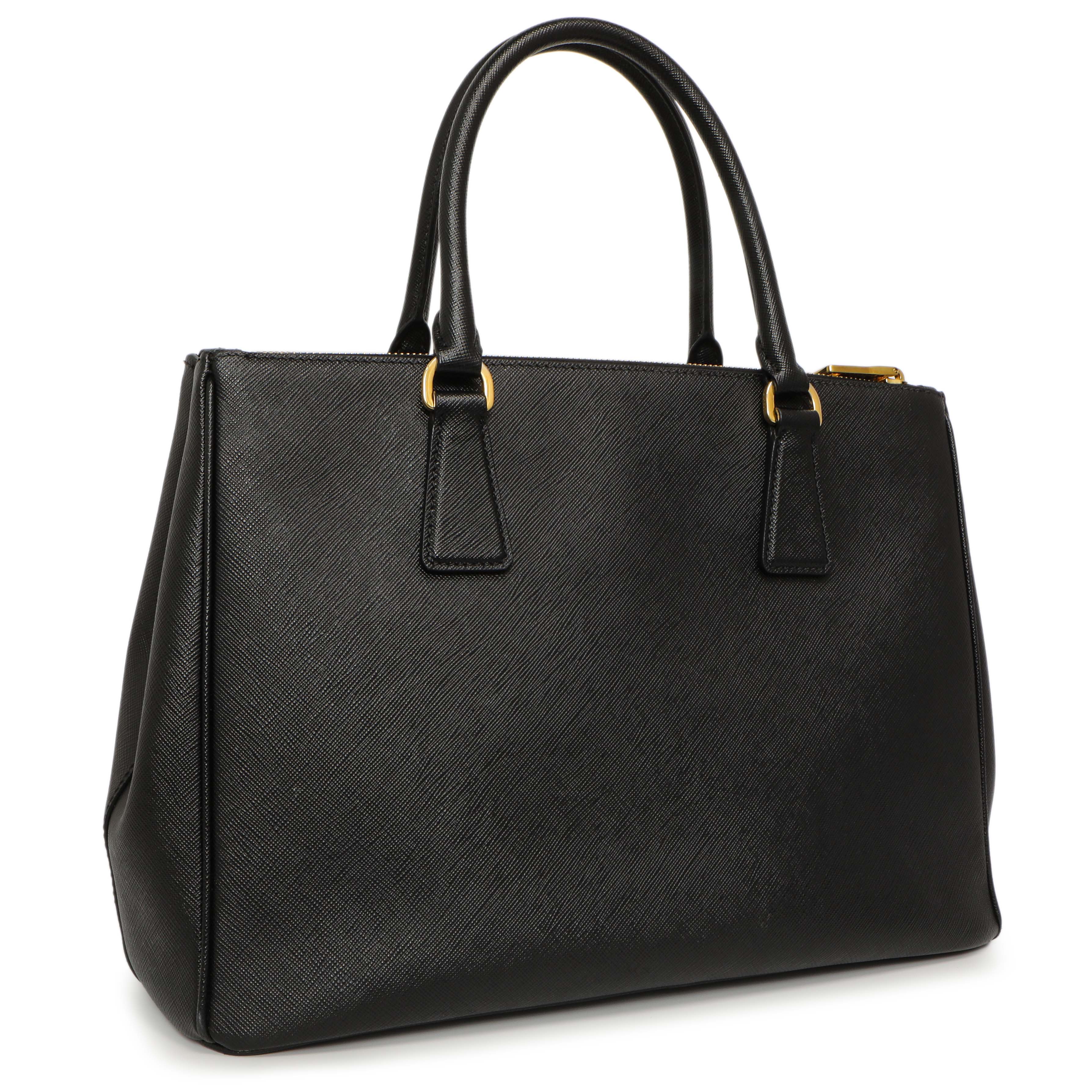 Prada Black Saffiano Medium Galleria Double Zip Tote