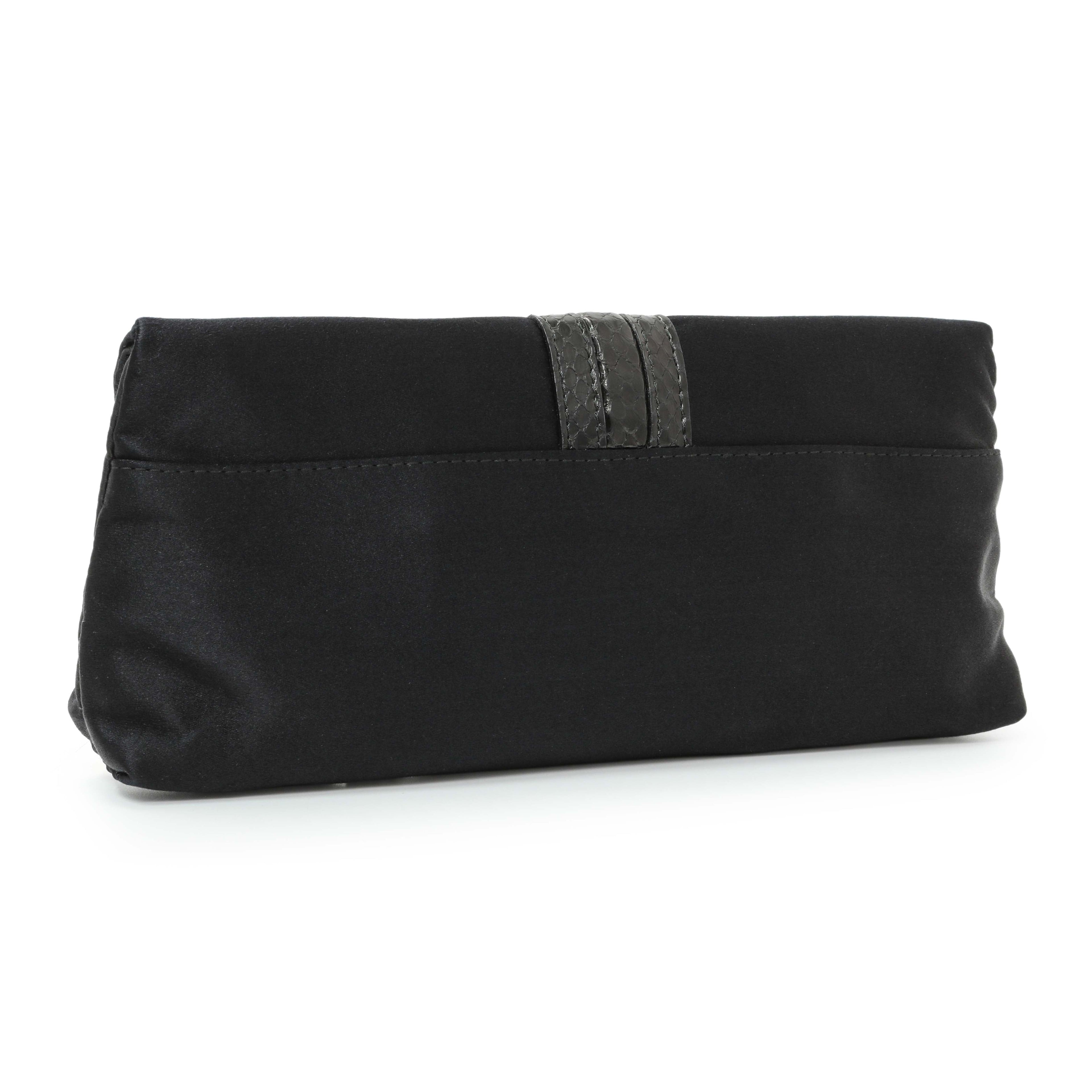 Gucci Black Satin Bamboo Croisette Clutch