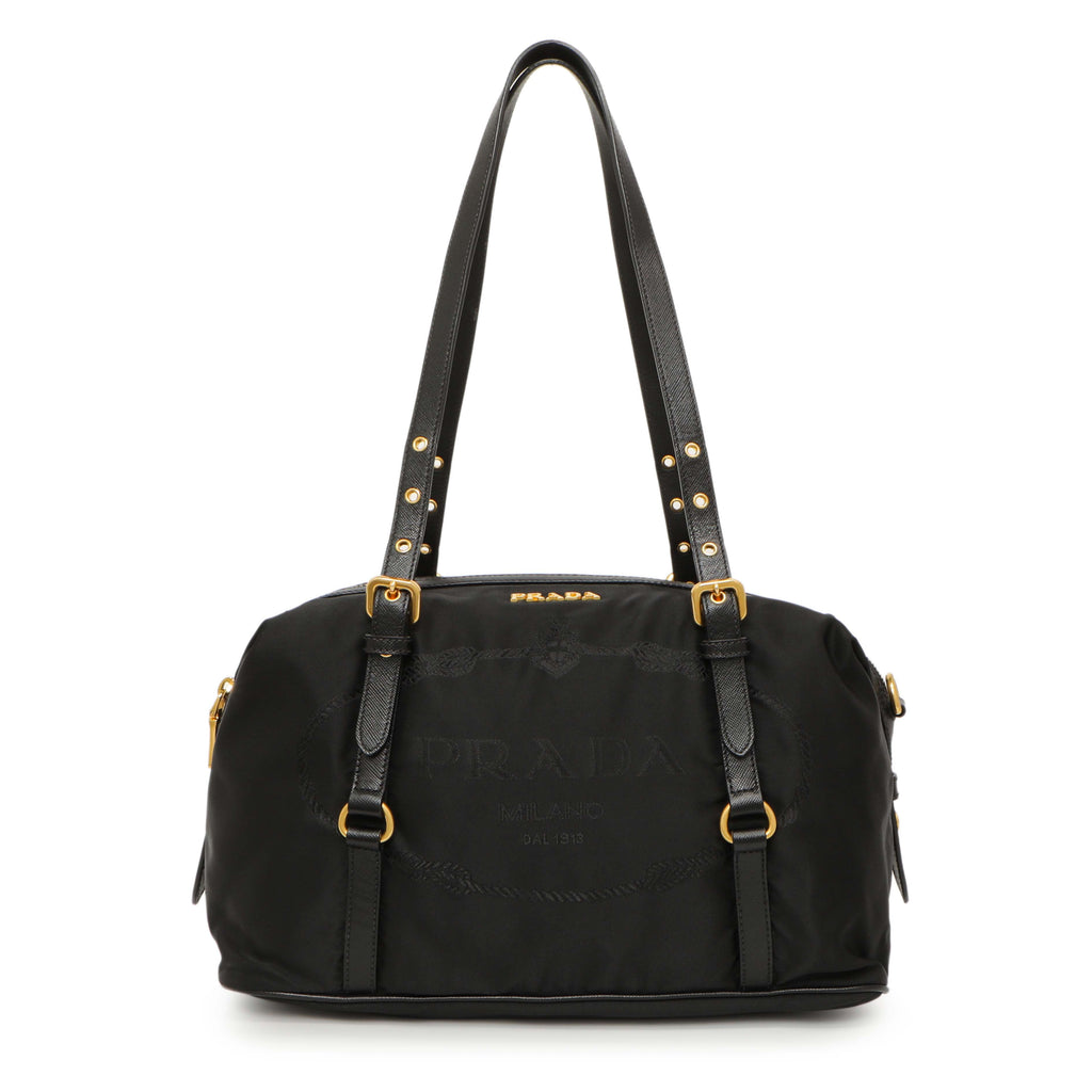 Prada Black Nylon Canapa Shoulder Bag