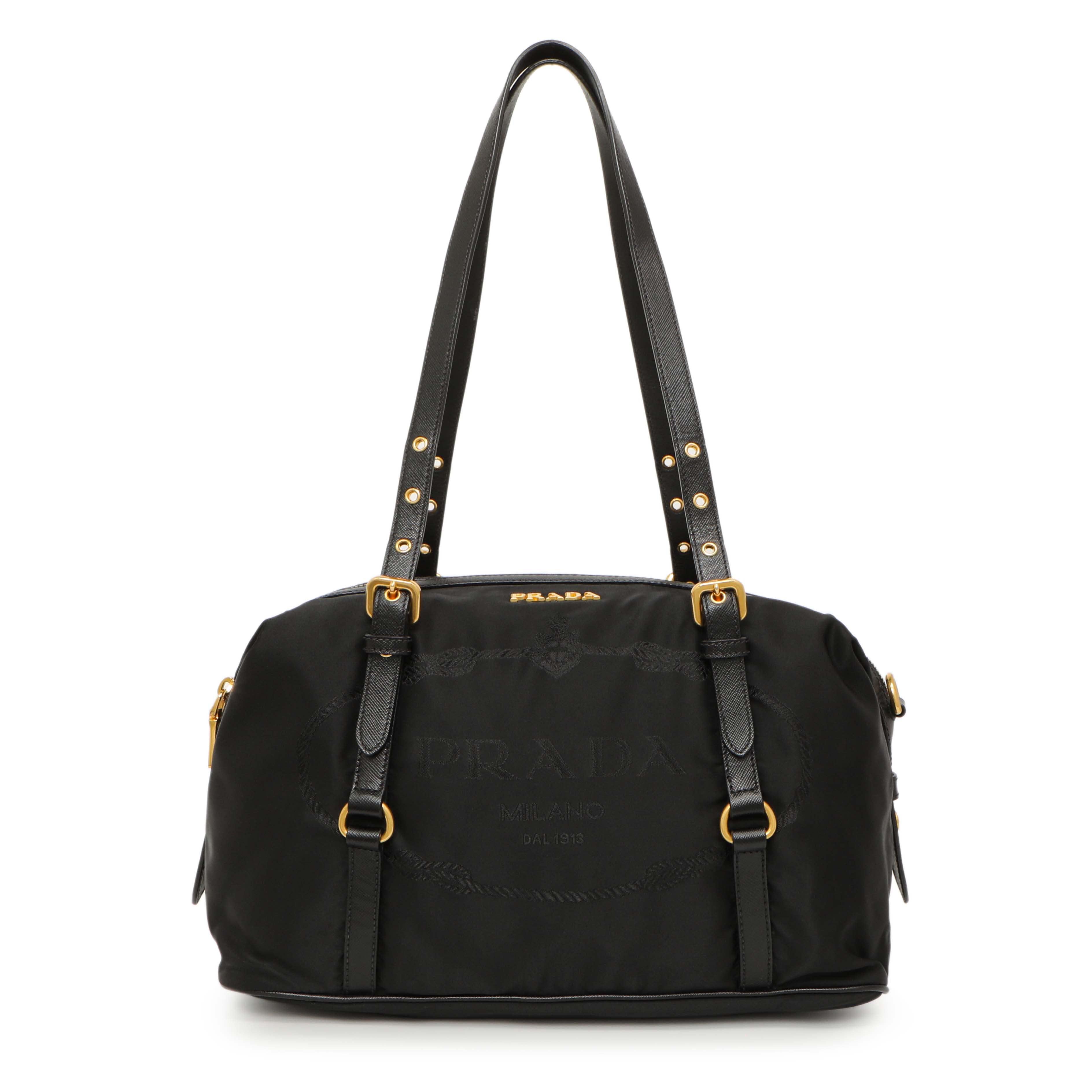 Prada Black Nylon Canapa Shoulder Bag