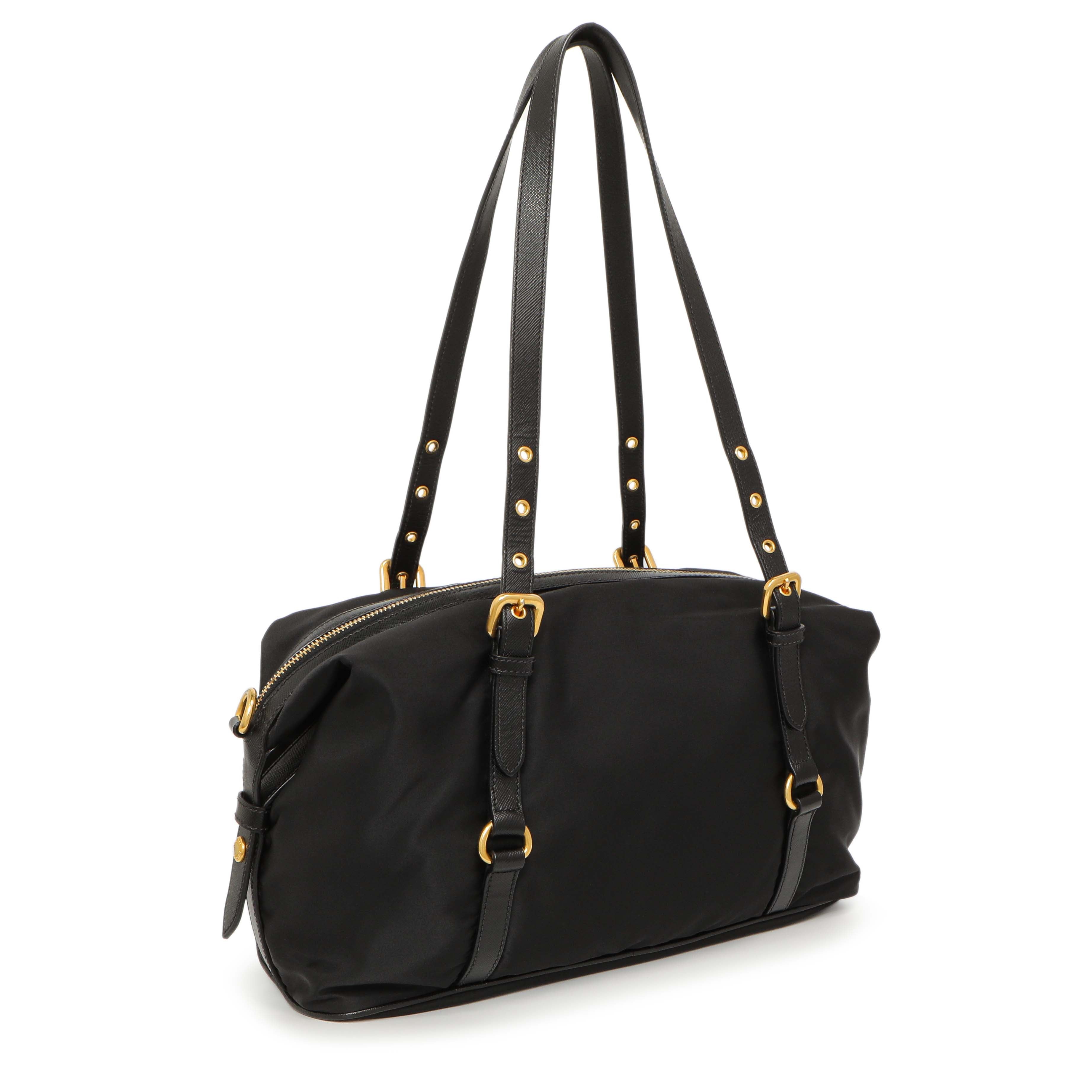 Prada Black Nylon Canapa Shoulder Bag