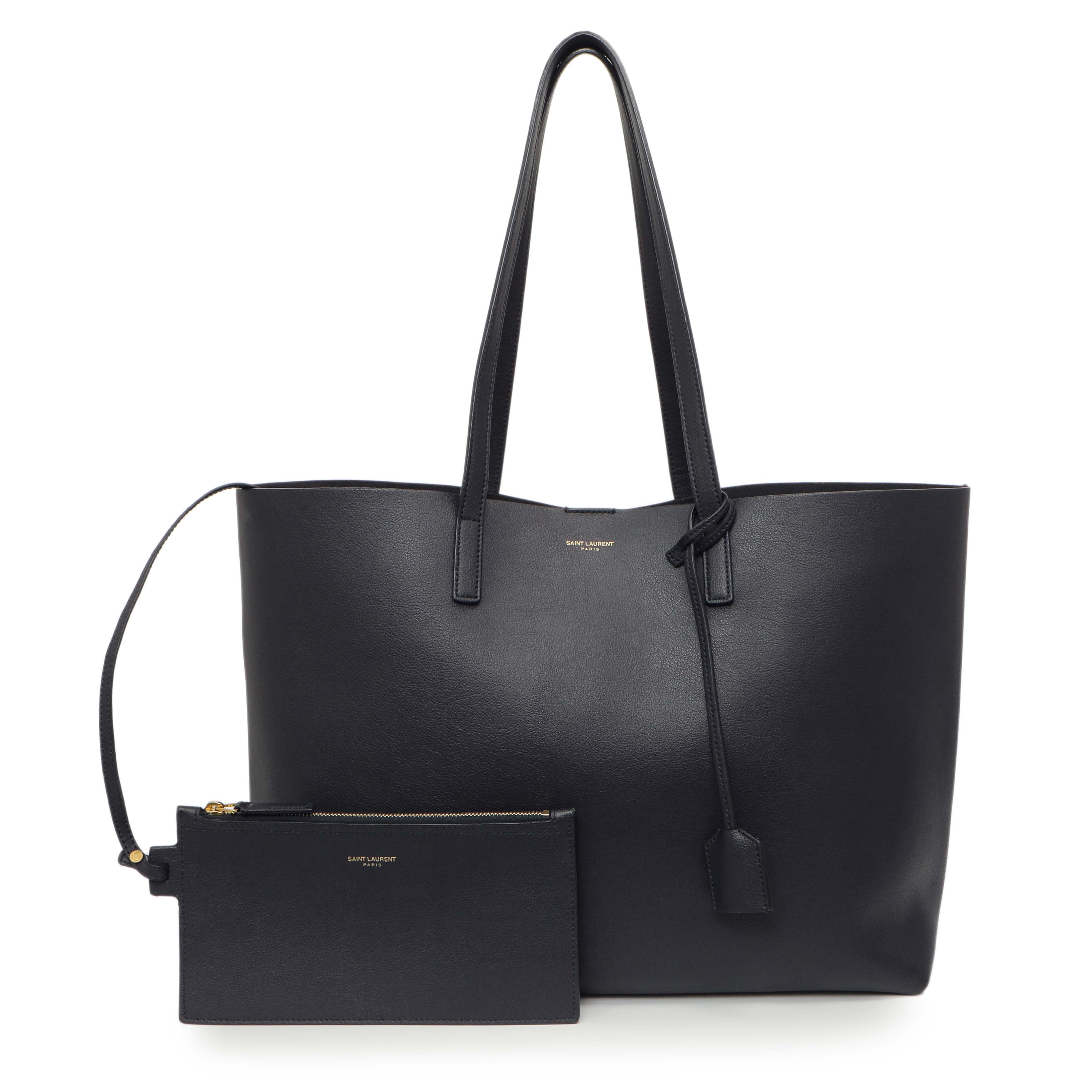 Saint Laurent Navy Calfskin Large Shopping Tote