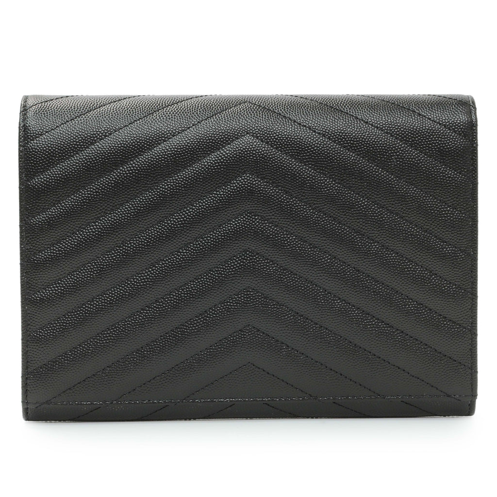 Saint Laurent Grain De Poudre Matelasse Chevron Monogram Envelope Clutch