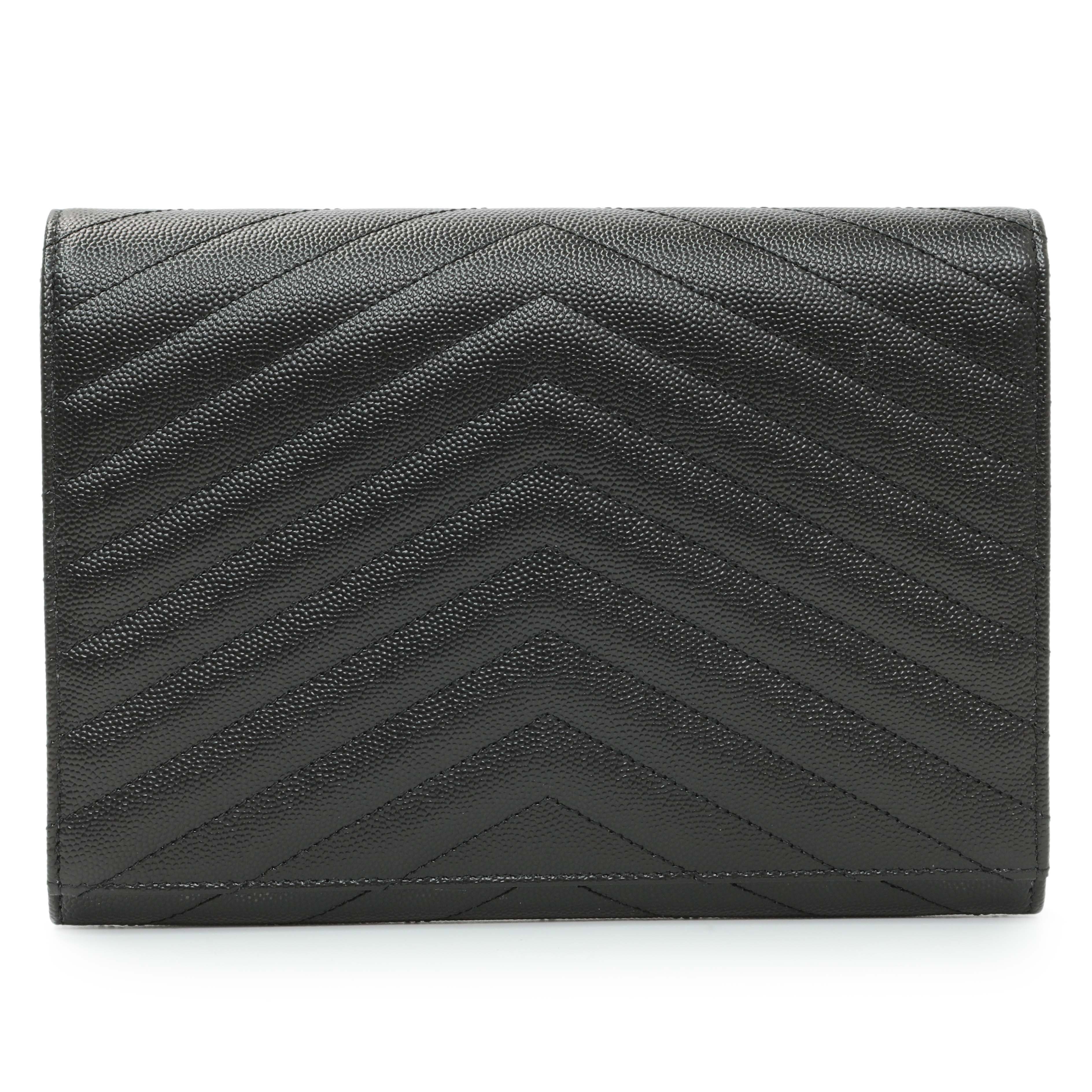 Saint Laurent Grain De Poudre Matelasse Chevron Monogram Envelope Clutch