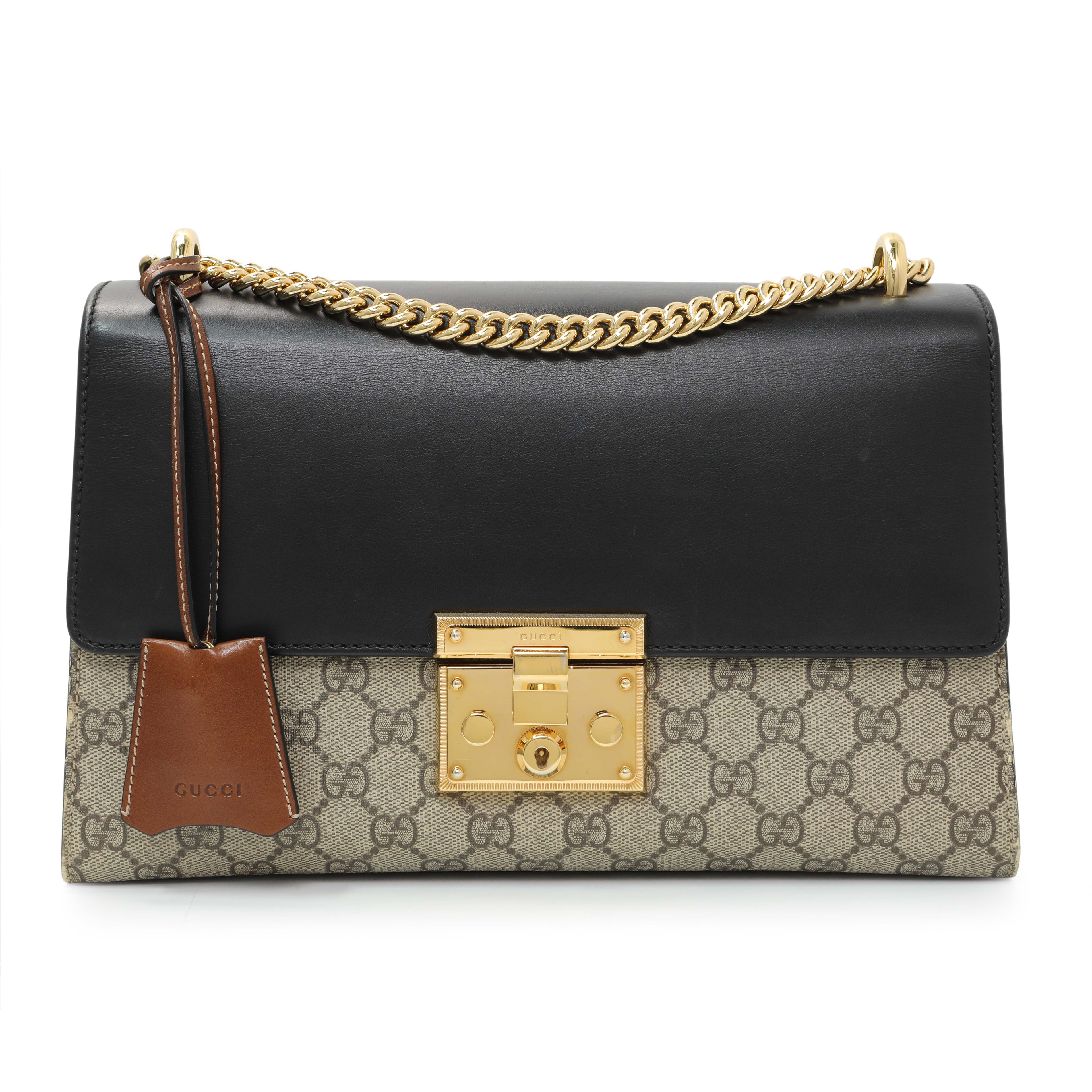 Gucci GG Supreme Calfskin Medium Padlock Shoulder Bag