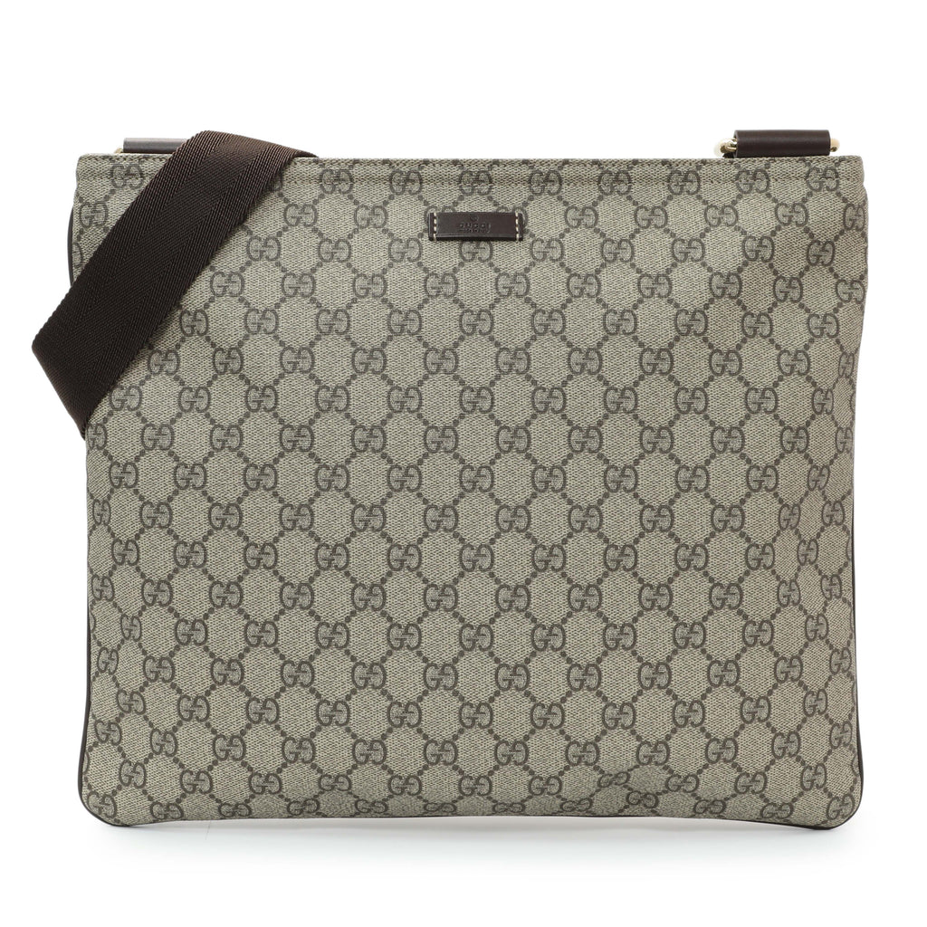 Gucci GG Supreme Monogram Medium Flat Messenger Bag