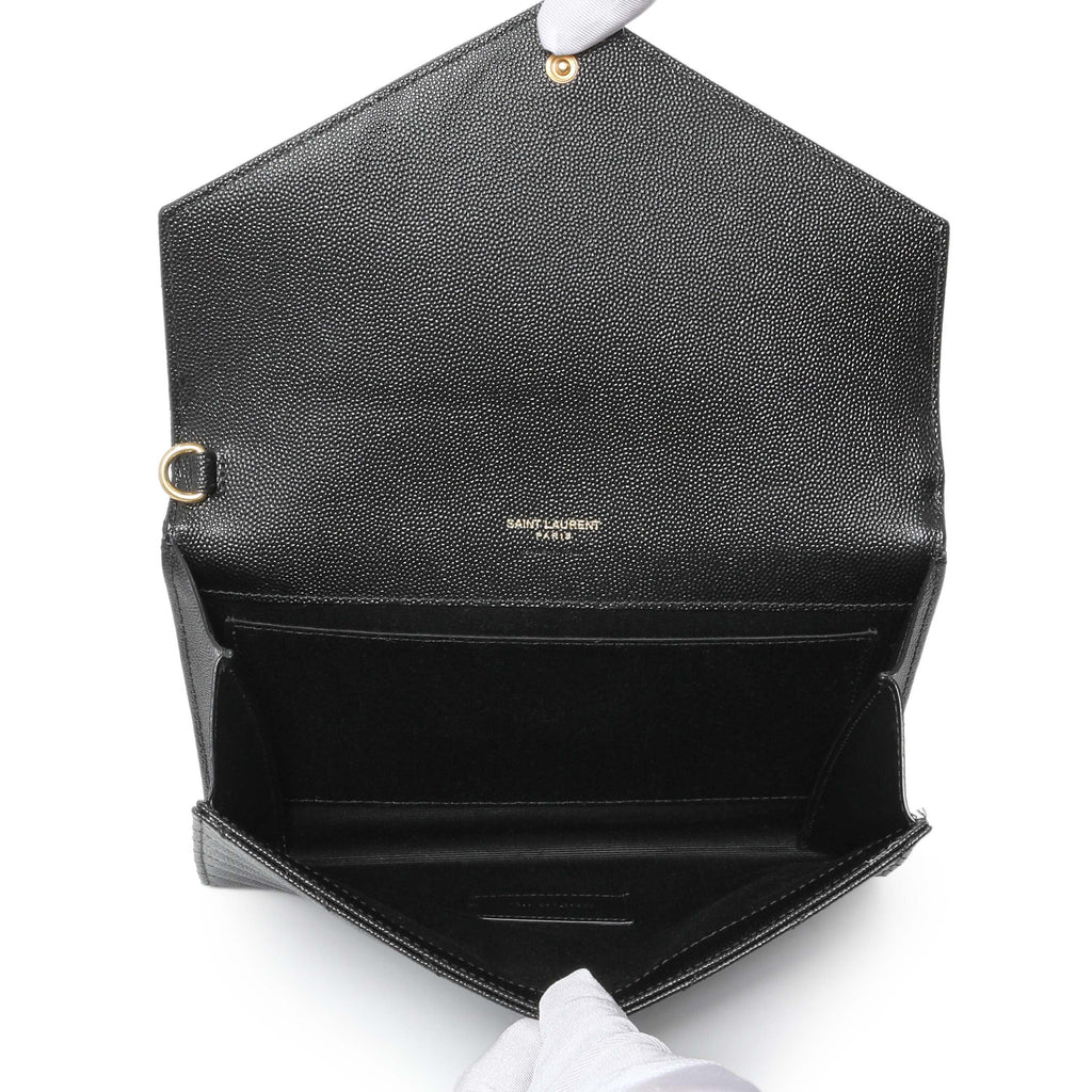 Saint Laurent Grain De Poudre Matelasse Chevron Monogram Envelope Clutch